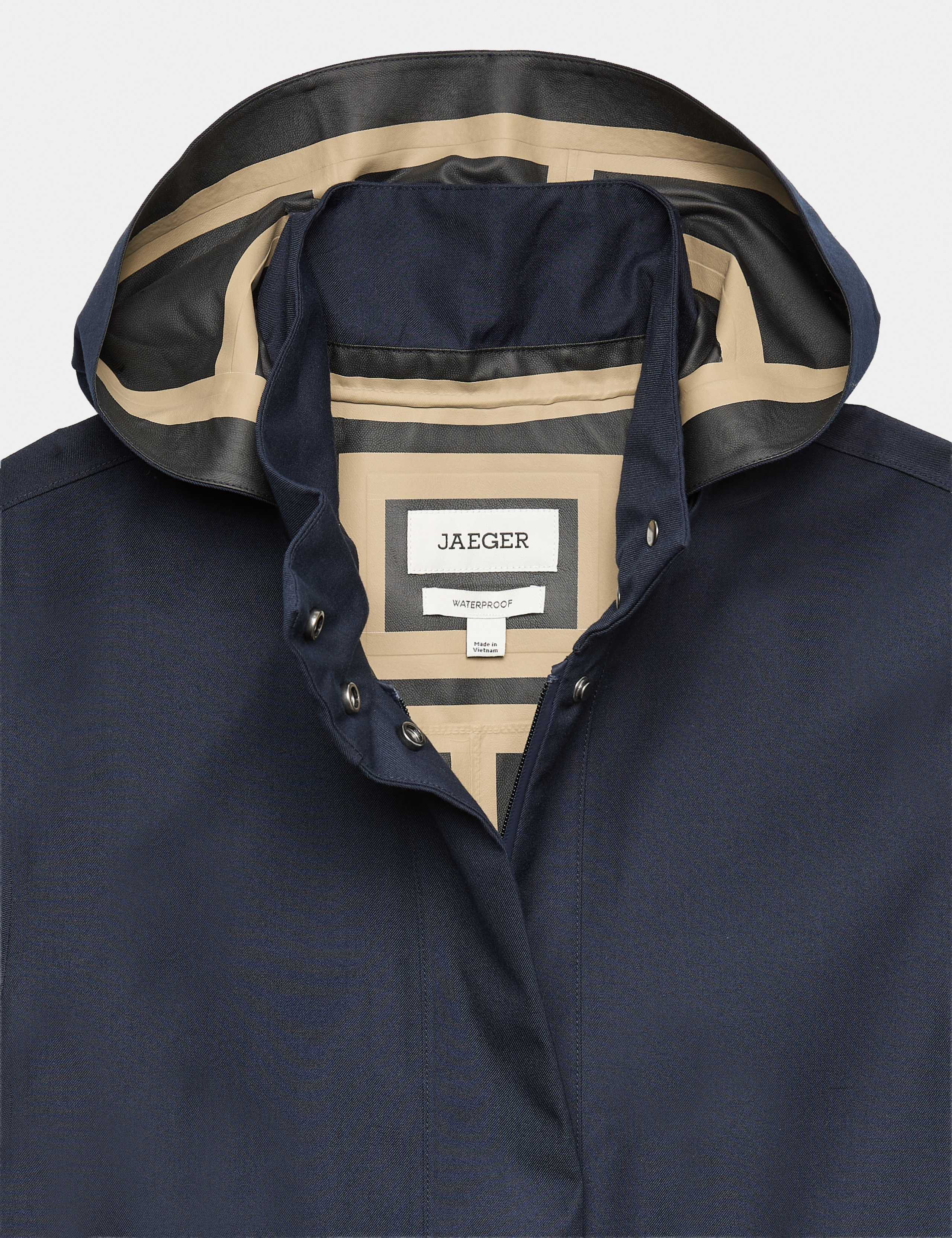 Twill Waterproof Belted Hooded Short Raincoat 2 of 2