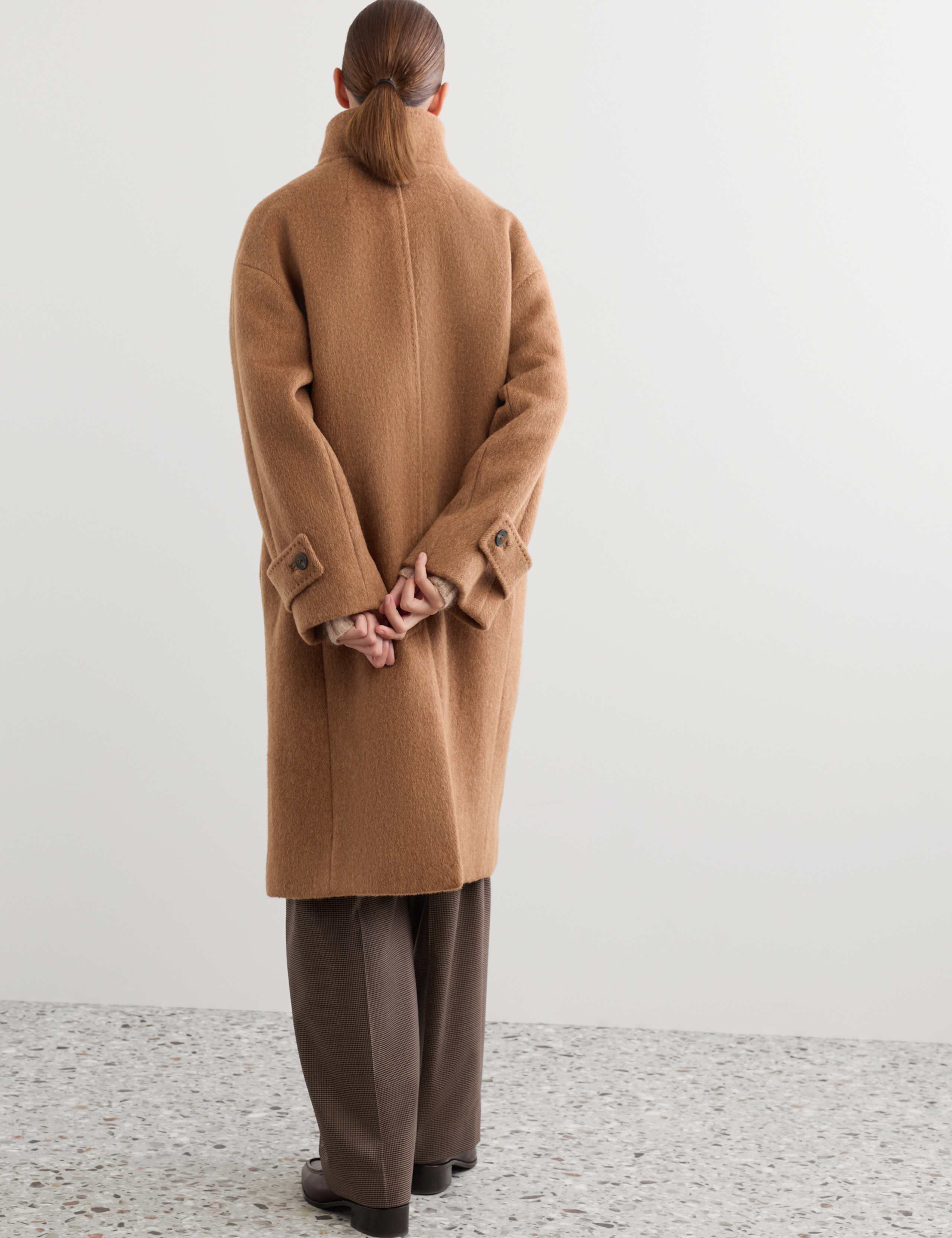 Wool Rich Funnel Neck Duffle Coat with Cashmere 6 of 9