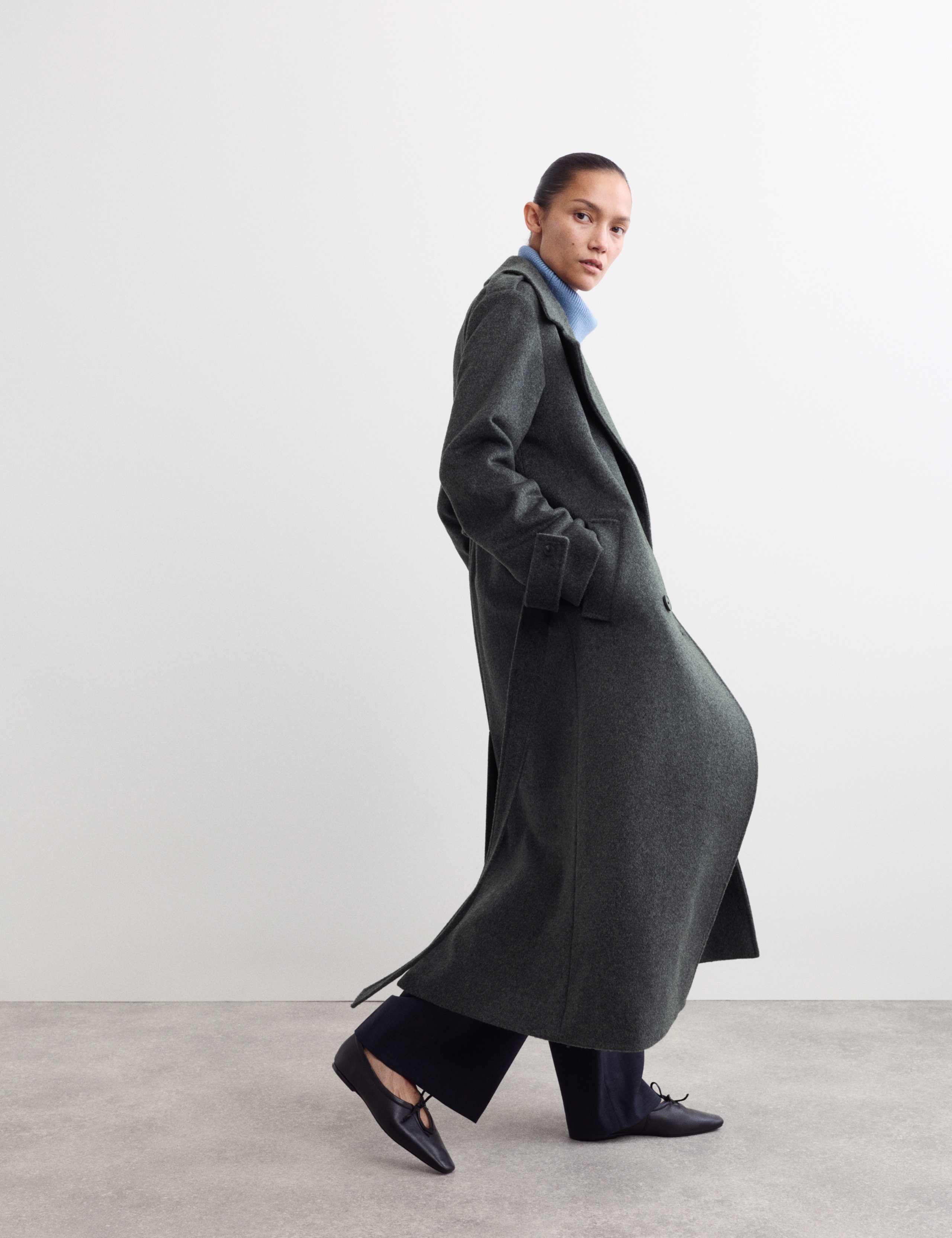 Pure Wool Belted Longline Wrap Coat 6 of 8