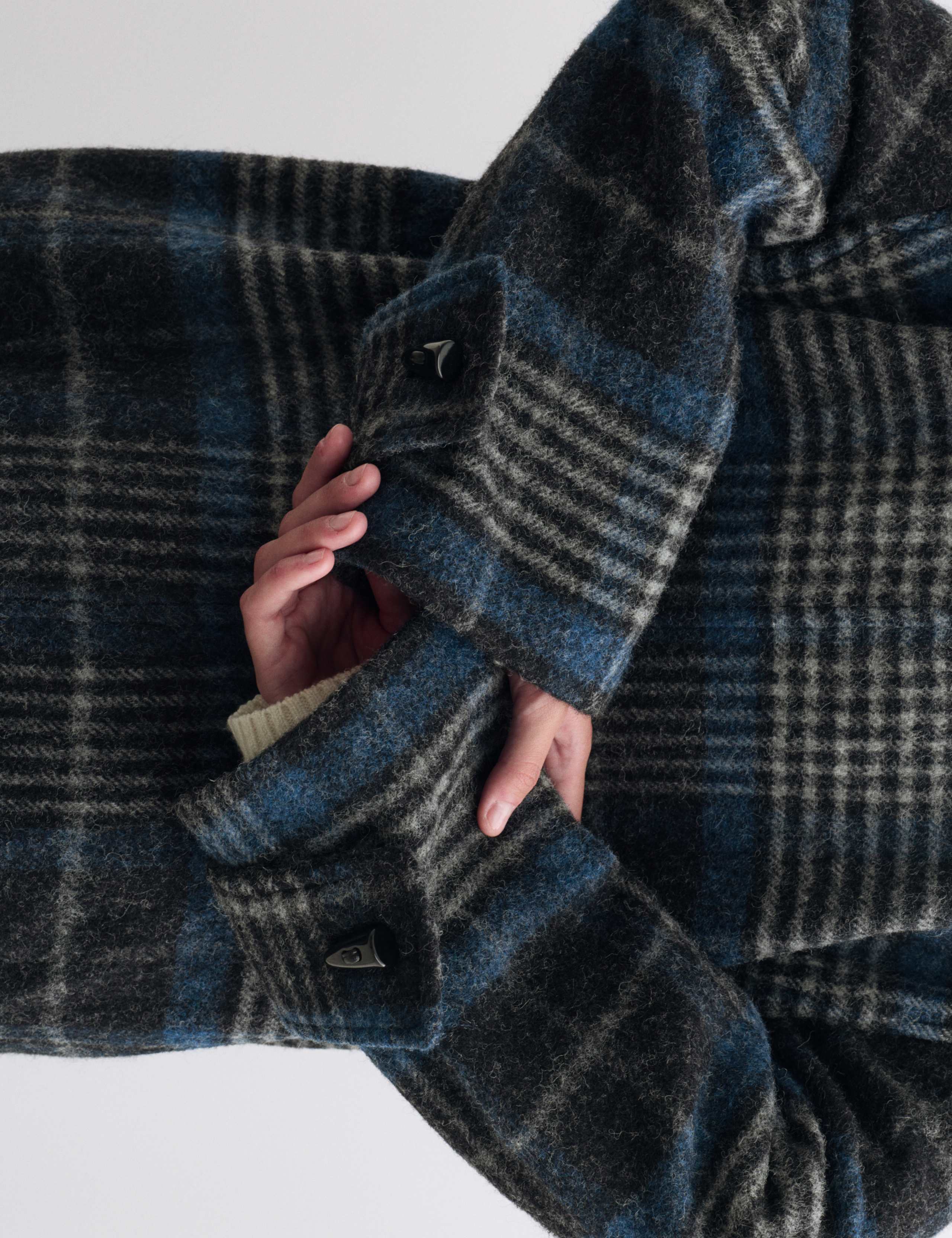 Pure Wool Checked Funnel Neck Duffle Coat 5 of 8