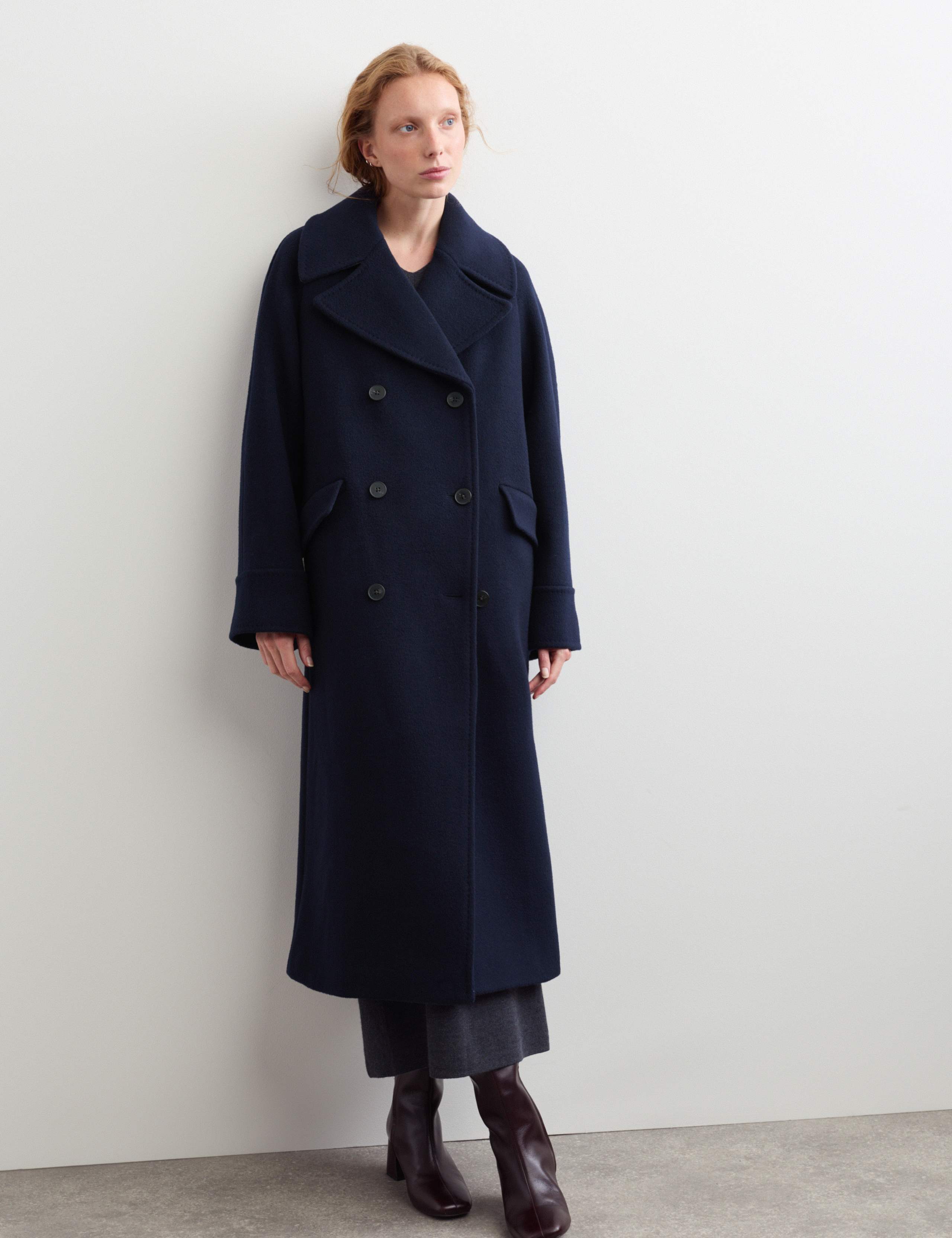 Pure Wool Double Breasted Cocoon Coat 1 of 8