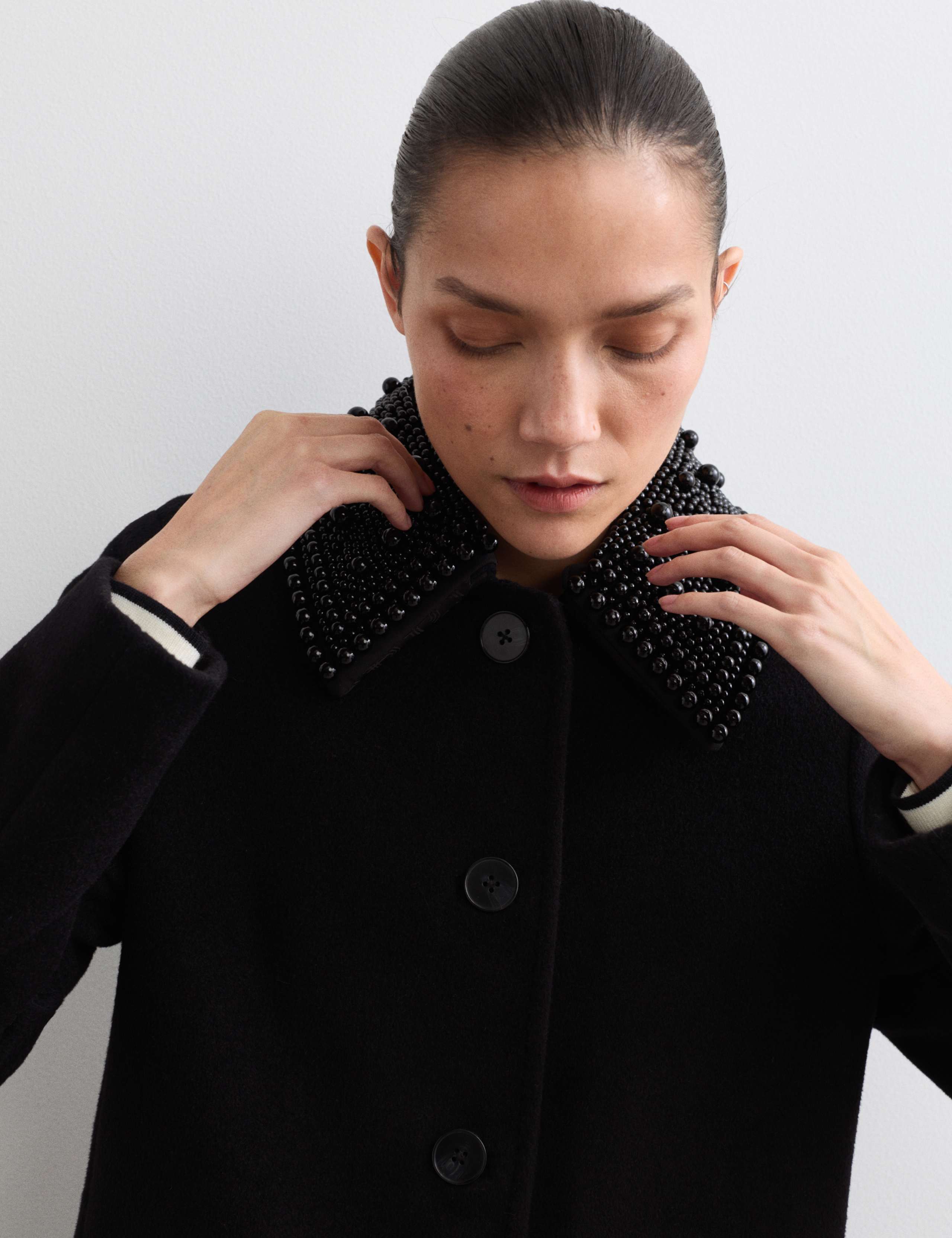 Detachable Collar Pure Wool Short Car Coat 3 of 7