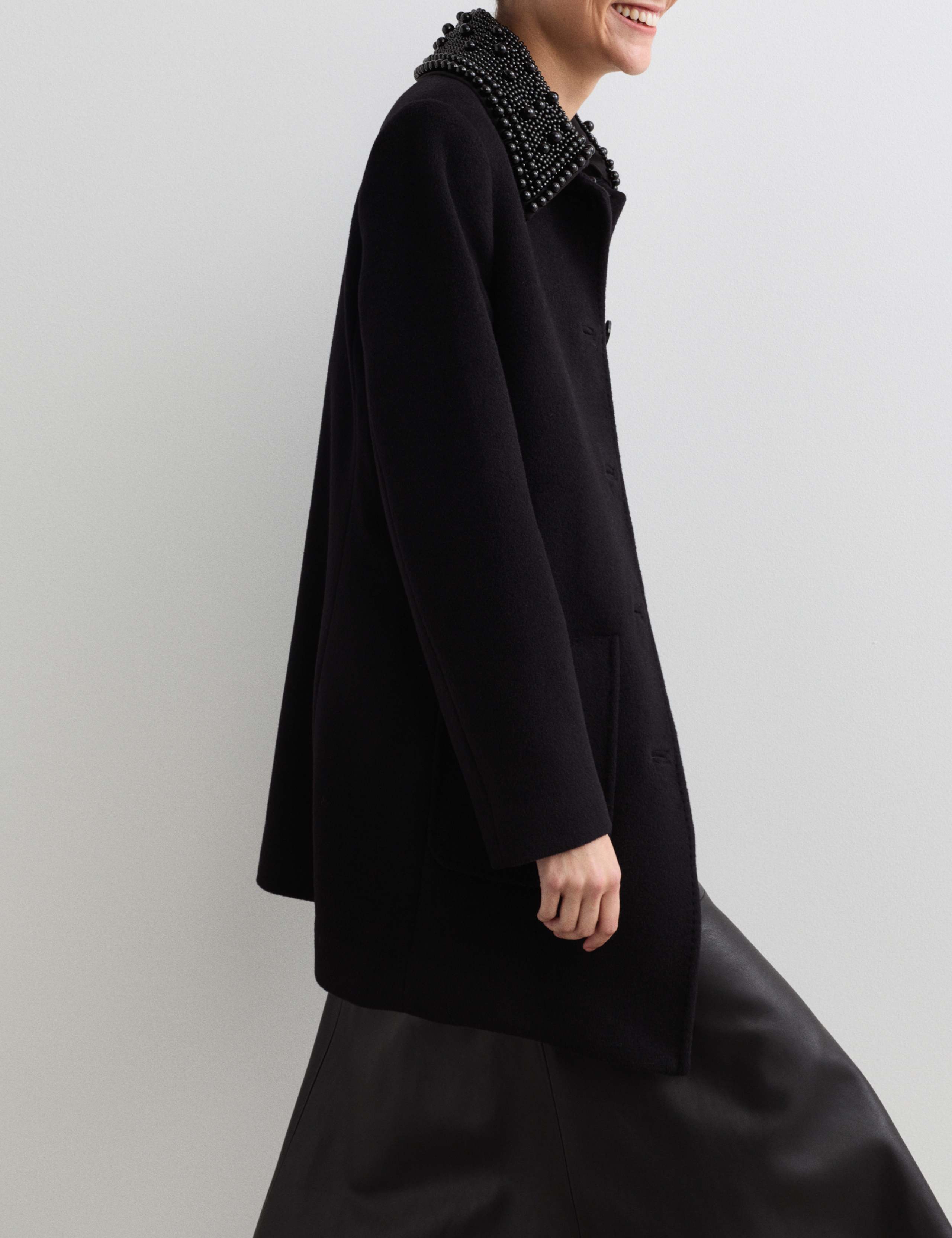 Detachable Collar Pure Wool Short Car Coat 5 of 7