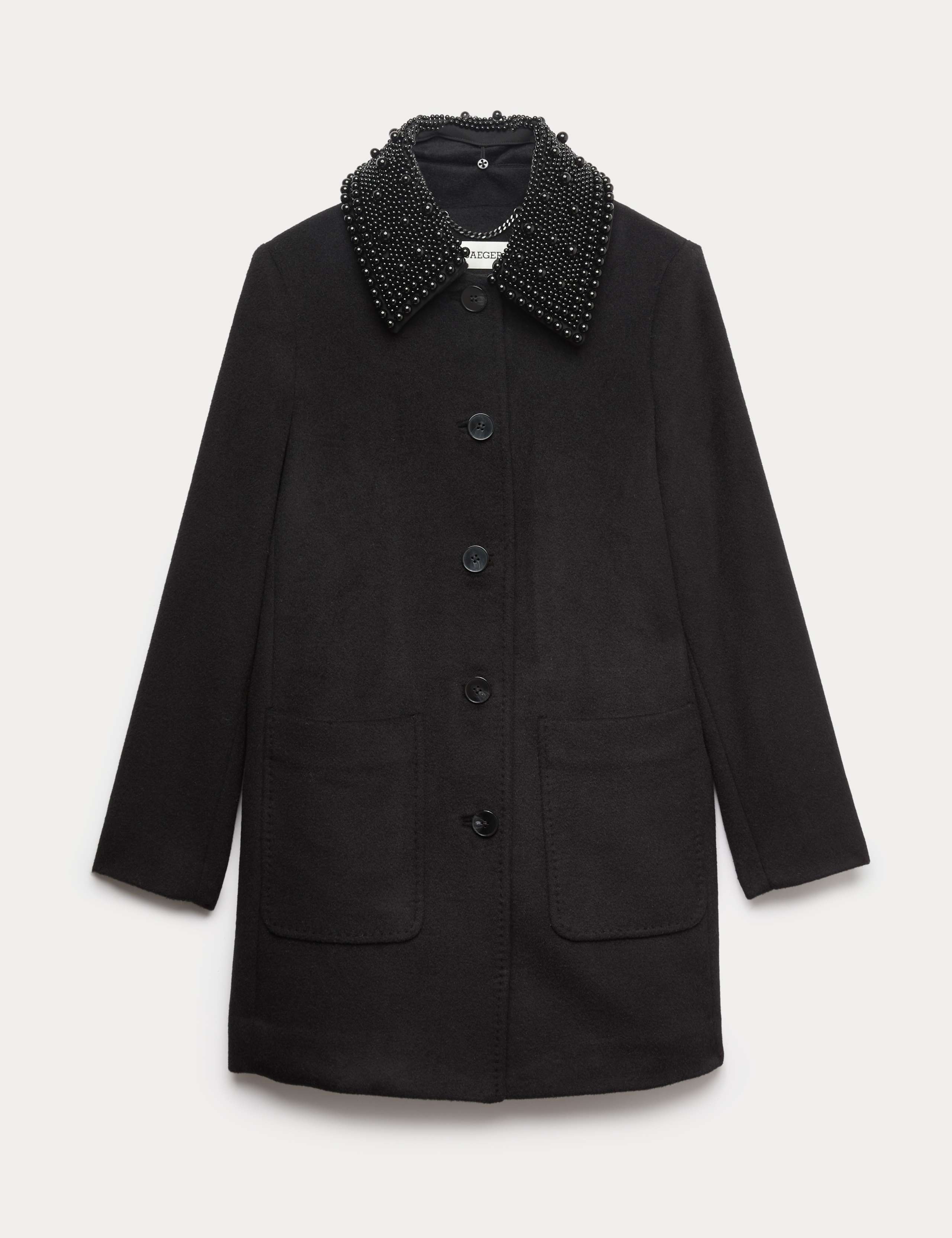 Detachable Collar Pure Wool Short Car Coat 2 of 7
