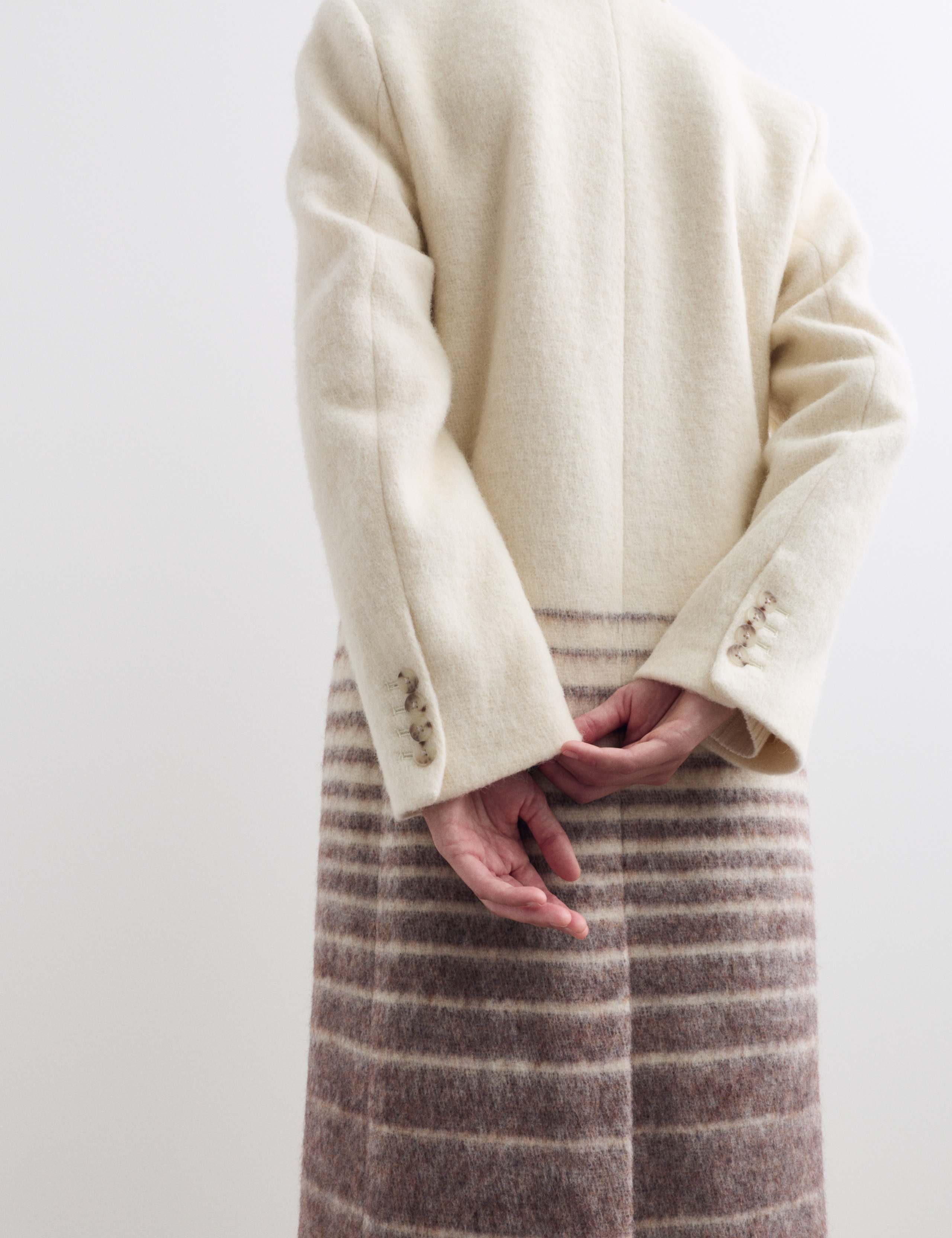 Pure Italian Wool Striped Longline Overcoat 3 of 8