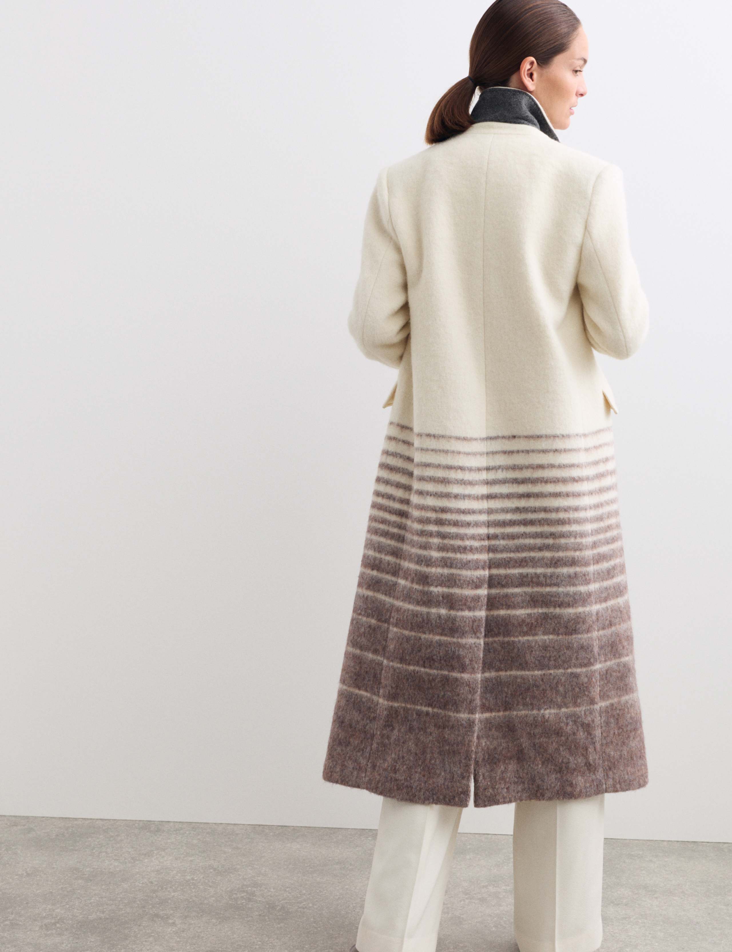 Pure Italian Wool Striped Longline Overcoat 7 of 8