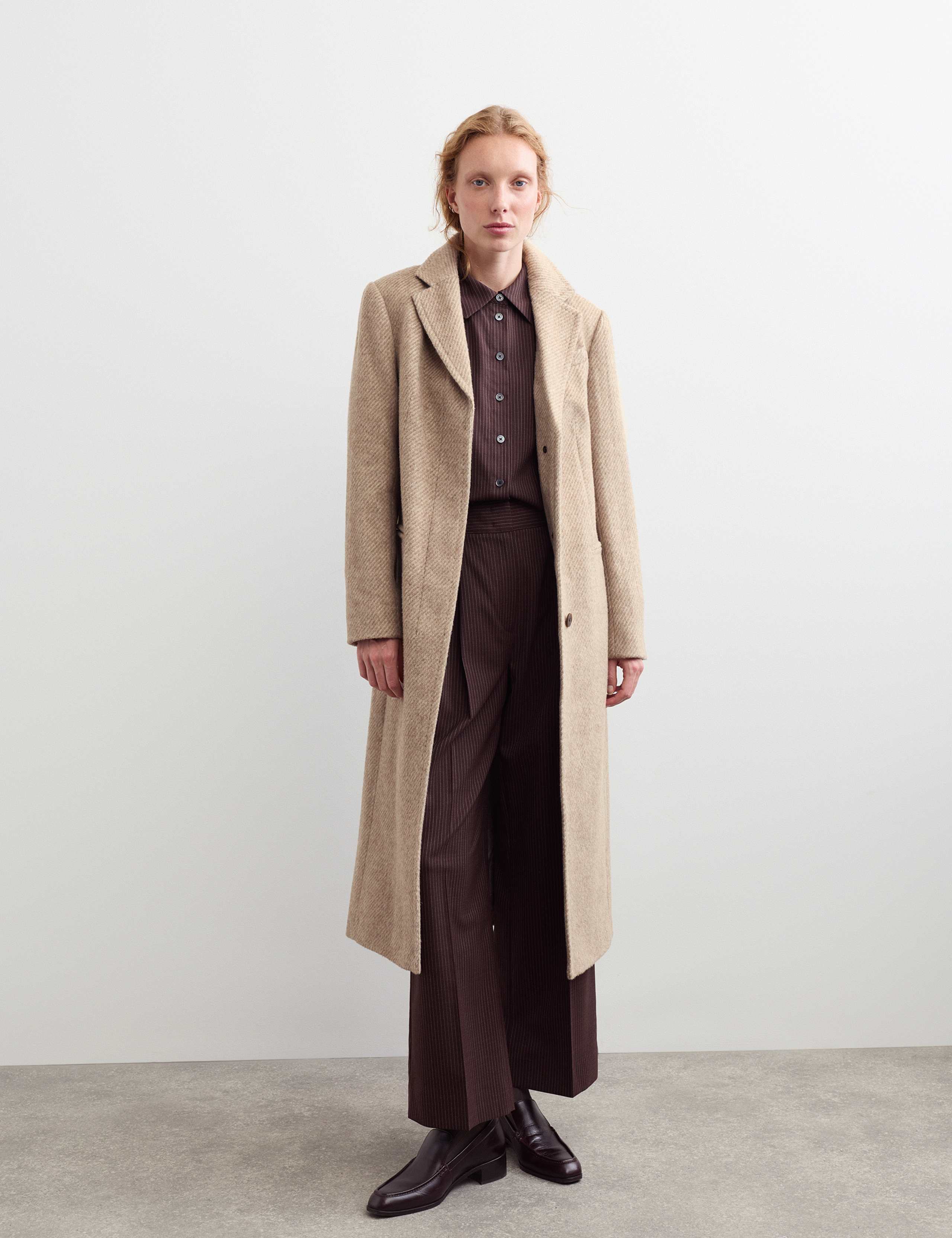 Wool With Silk Longline Boyfriend Coat 1 of 8