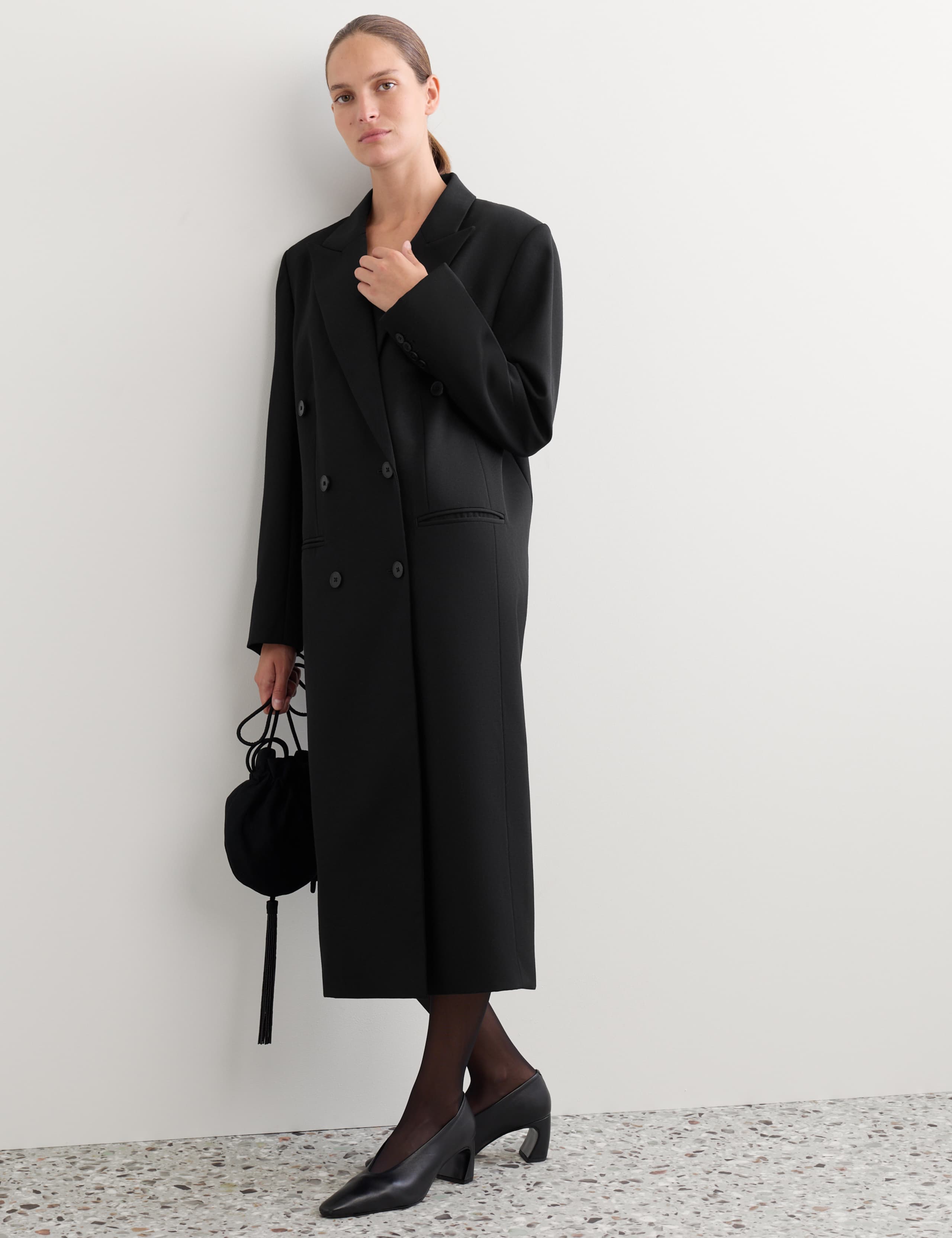 Pure Wool Tailored Double Breasted Longline Coat 5 of 8