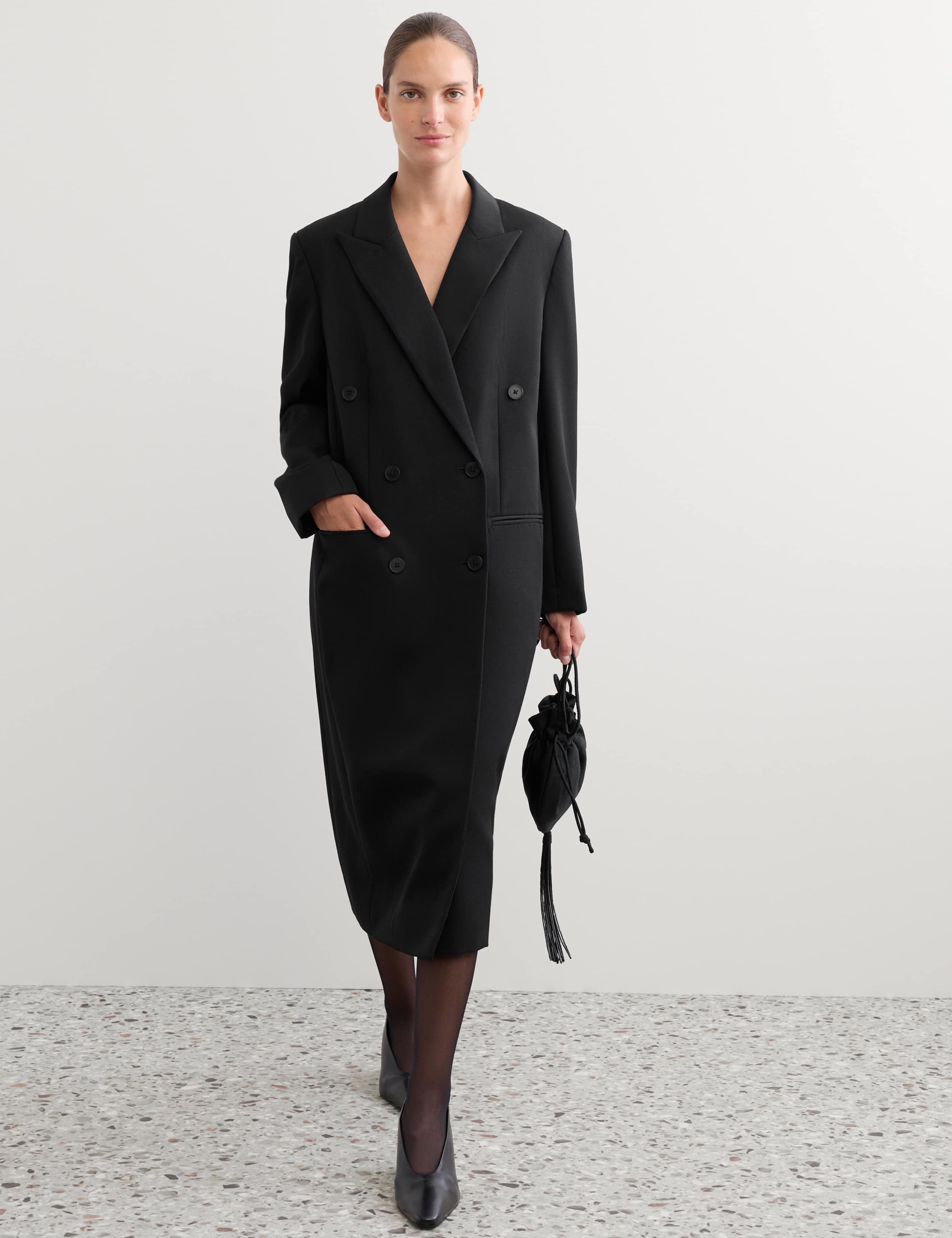 Pure Wool Tailored Double Breasted Longline Coat 7 of 8