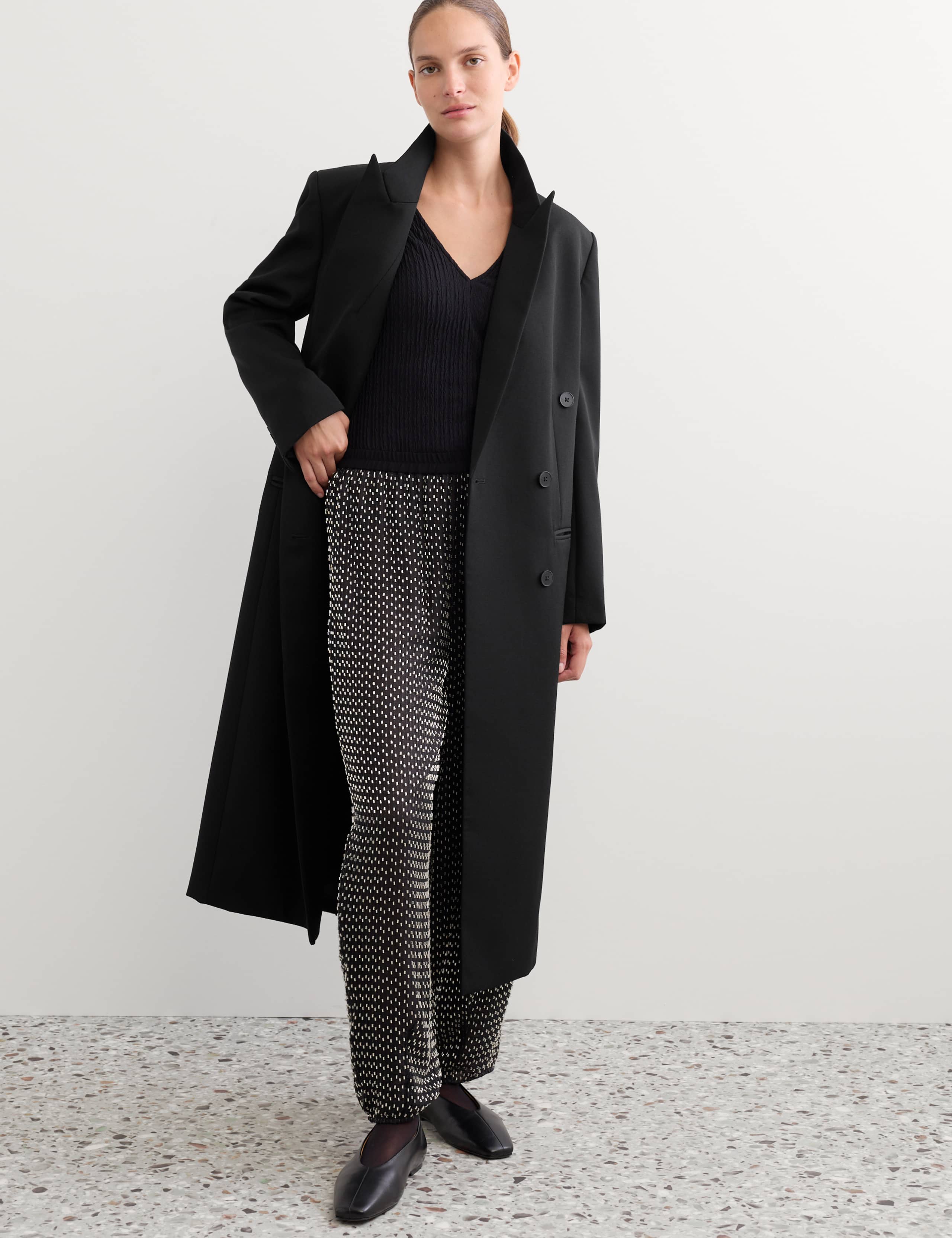 Pure Wool Tailored Double Breasted Longline Coat 8 of 8