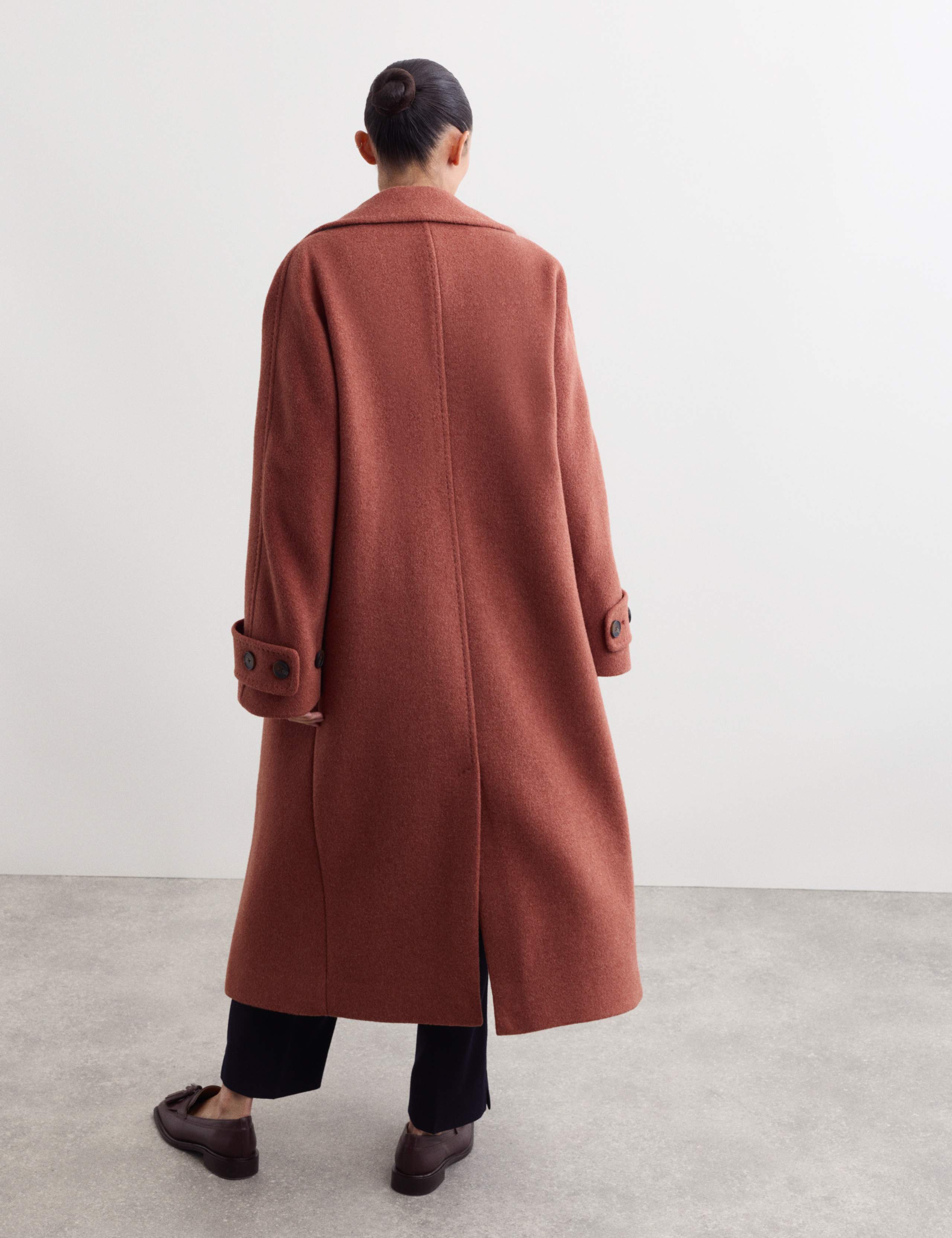 Pure Wool Notch Neck Longline Wrap Coat 7 of 8