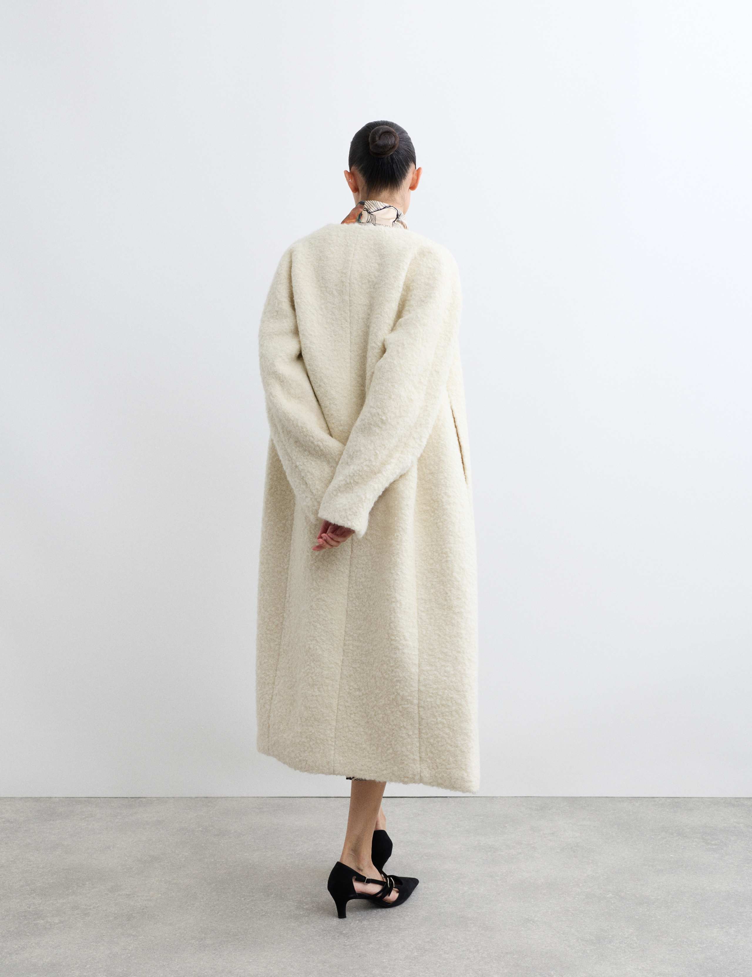 Wool Rich Bouclé Collarless Coat with Mohair 7 of 8