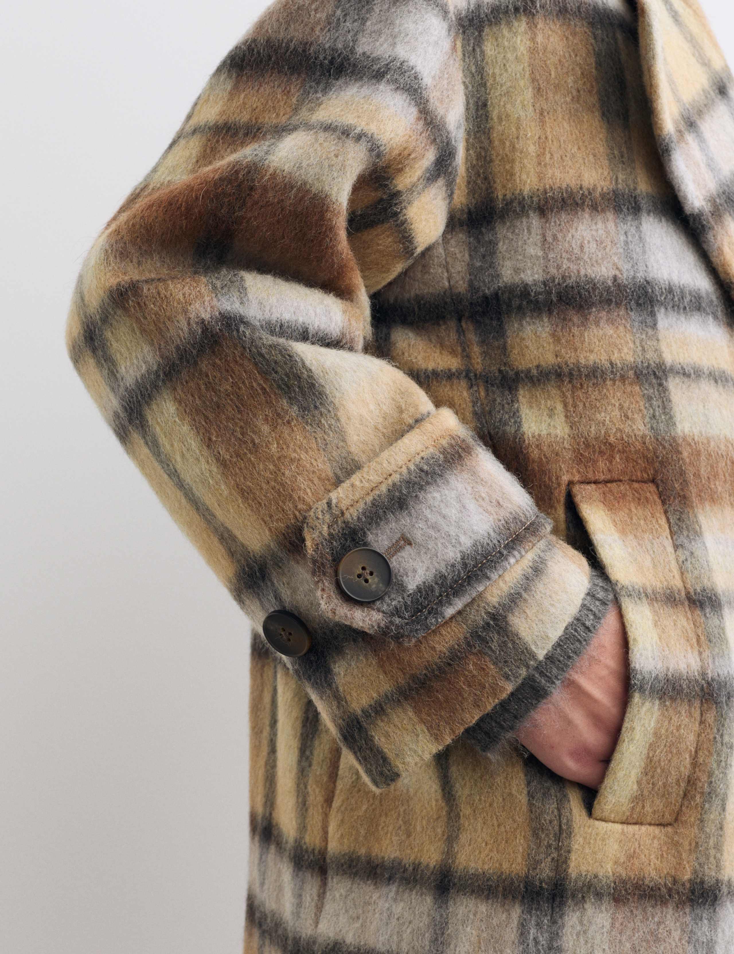 Wool Rich Checked Double Breasted Coat 5 of 8