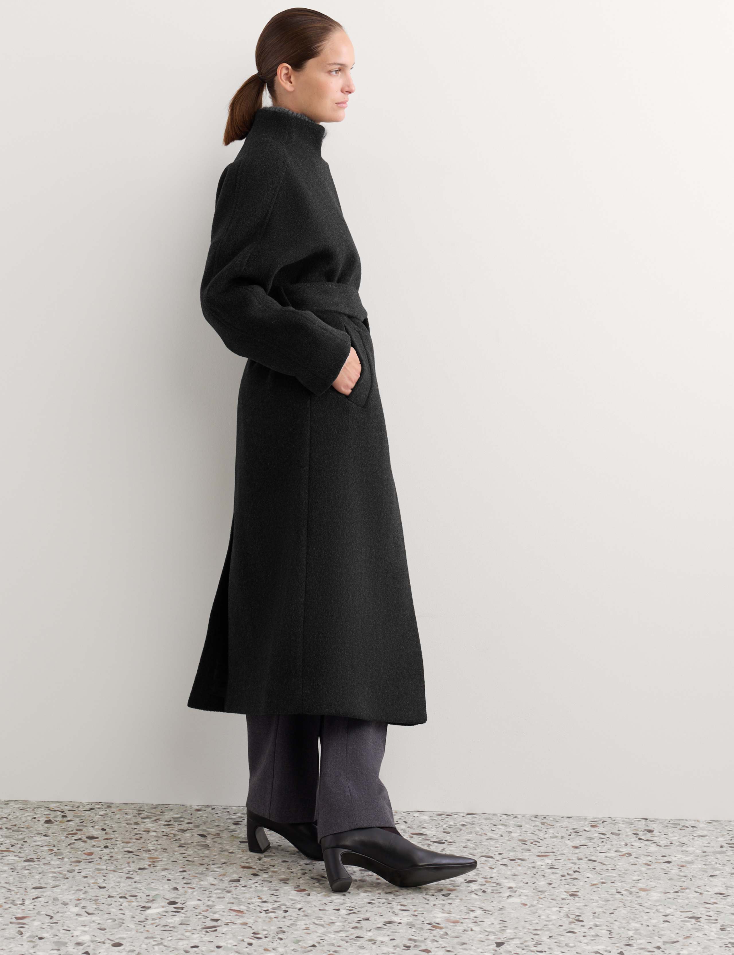 Pure Wool Funnel Neck Longline Wrap Coat 5 of 8