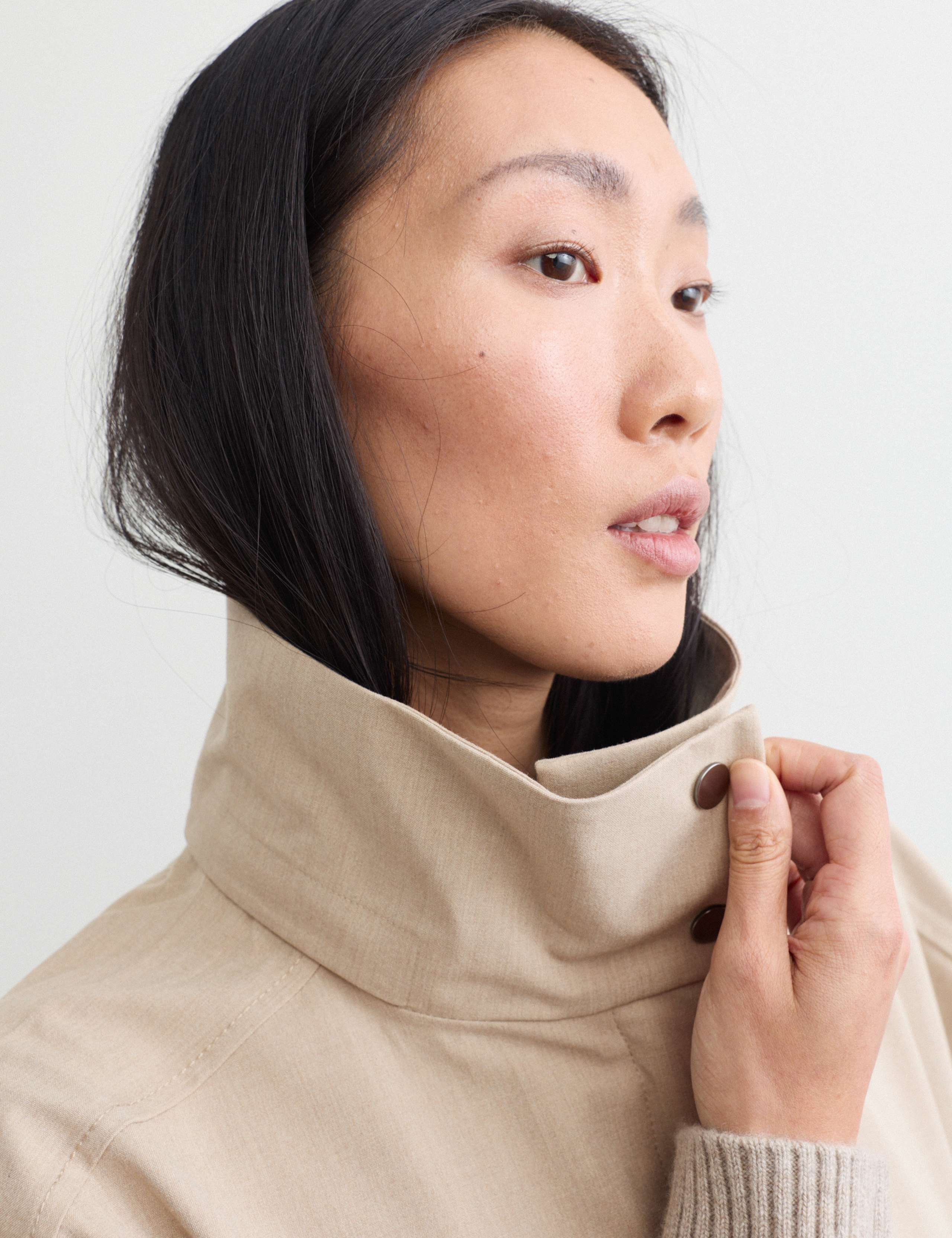 Waterproof Oversized Hooded Longline Raincoat with Wool 3 of 8