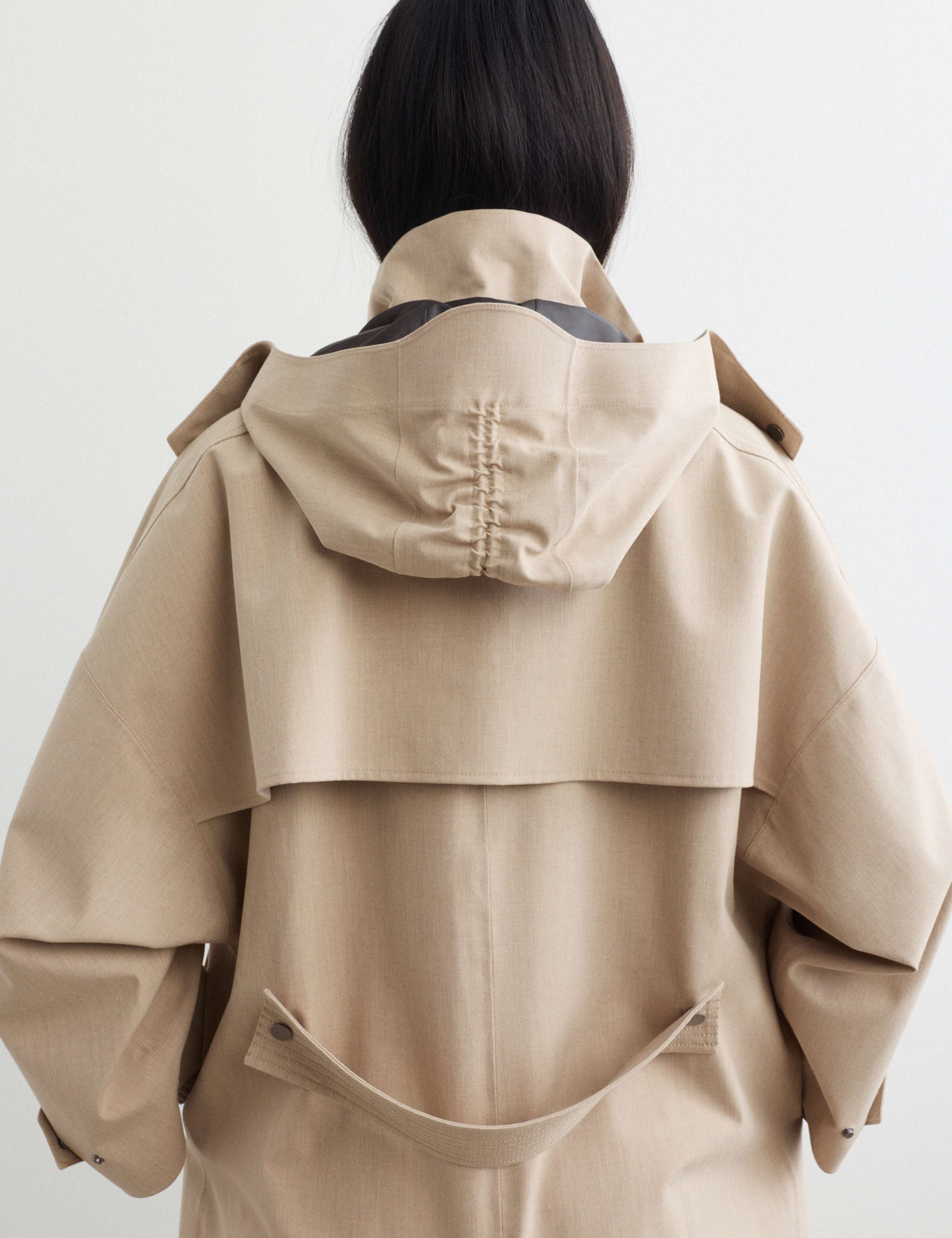 Waterproof Oversized Hooded Longline Raincoat with Wool 4 of 8
