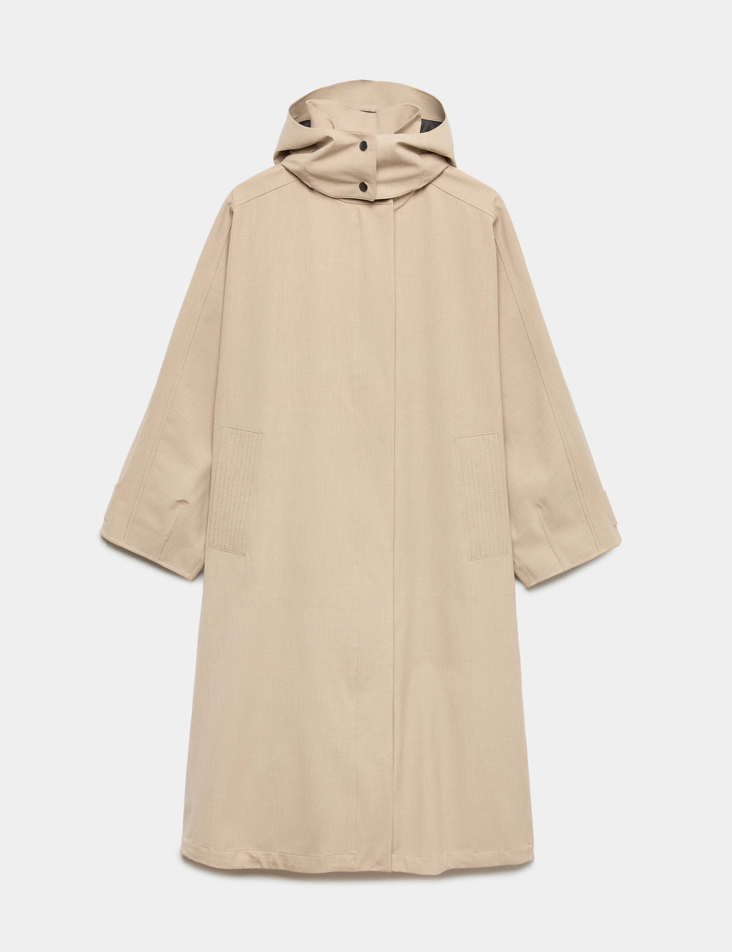 Waterproof Oversized Hooded Longline Raincoat with Wool 1 of 2
