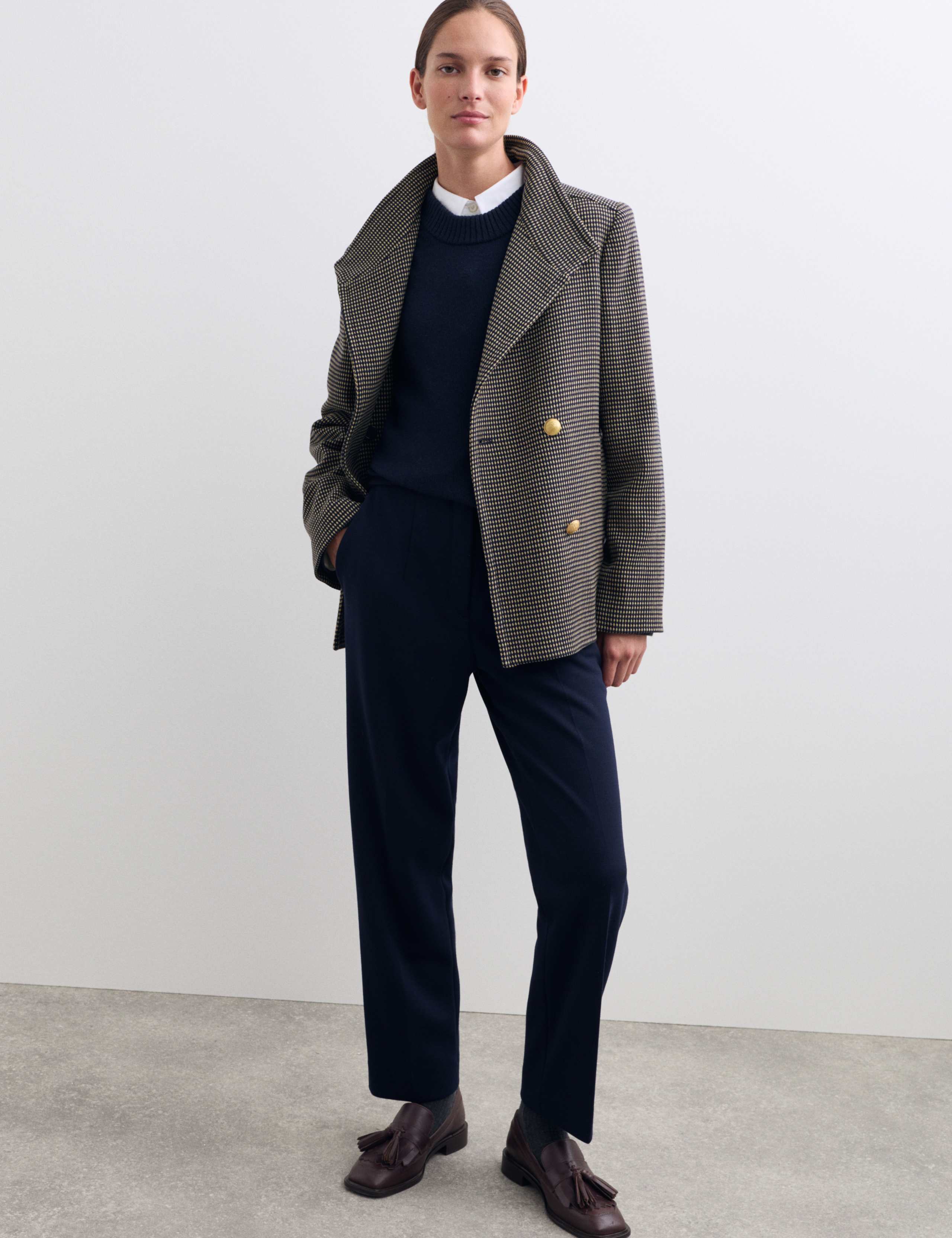 Pure Merino Wool Geometric Short Coat 3 of 7