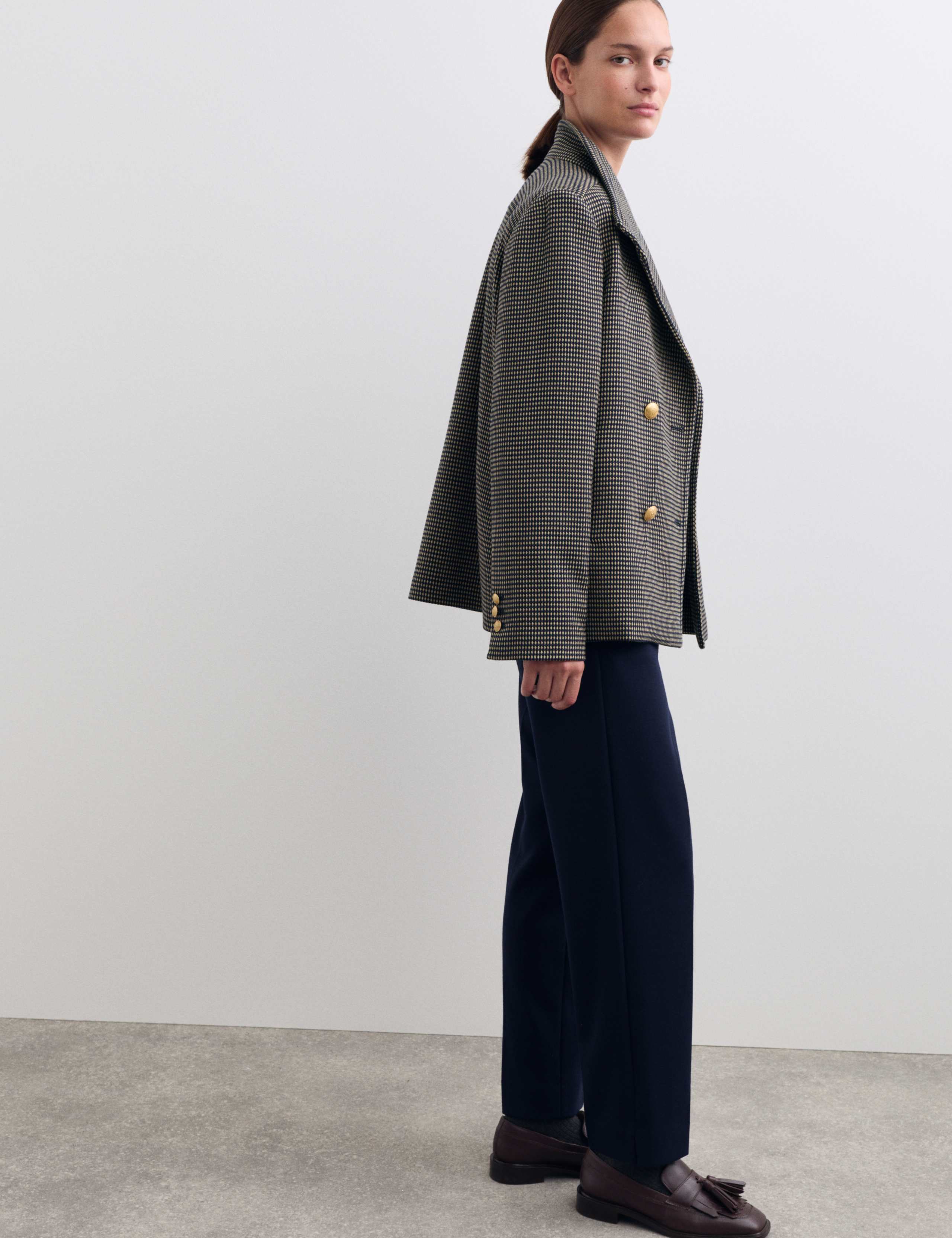 Pure Merino Wool Geometric Short Coat 6 of 7