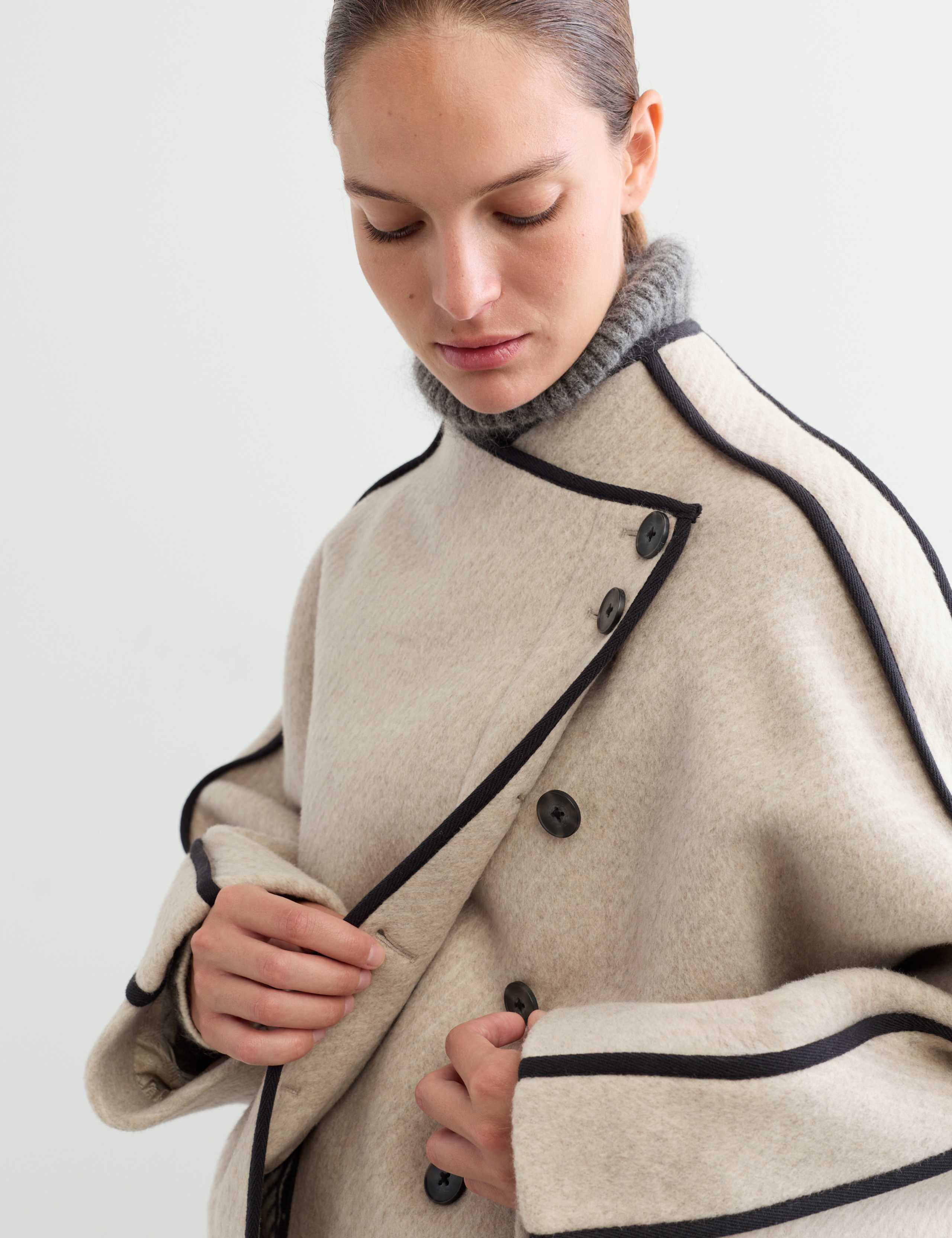 Wool Rich Funnel Neck Short Coat with Lyocell 4 of 8