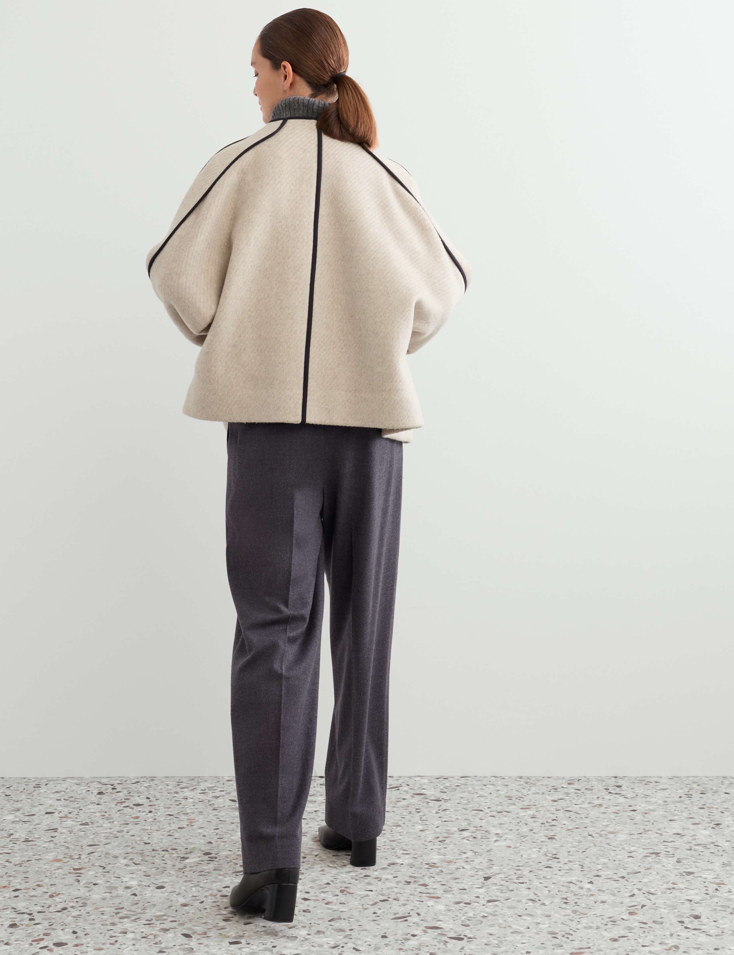Wool Rich Funnel Neck Short Coat with Lyocell 5 of 8
