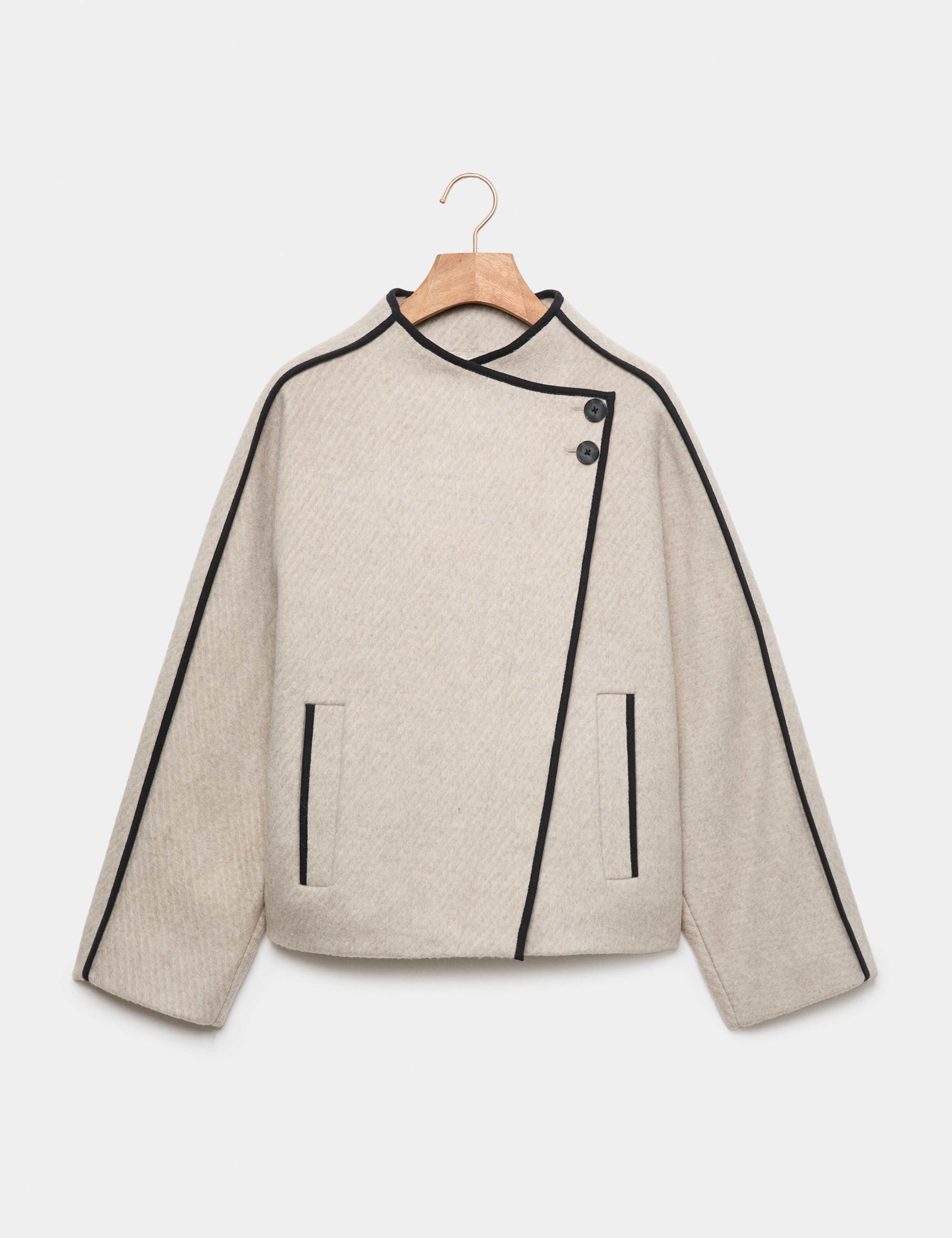 Wool Rich Funnel Neck Short Coat with Lyocell 2 of 8