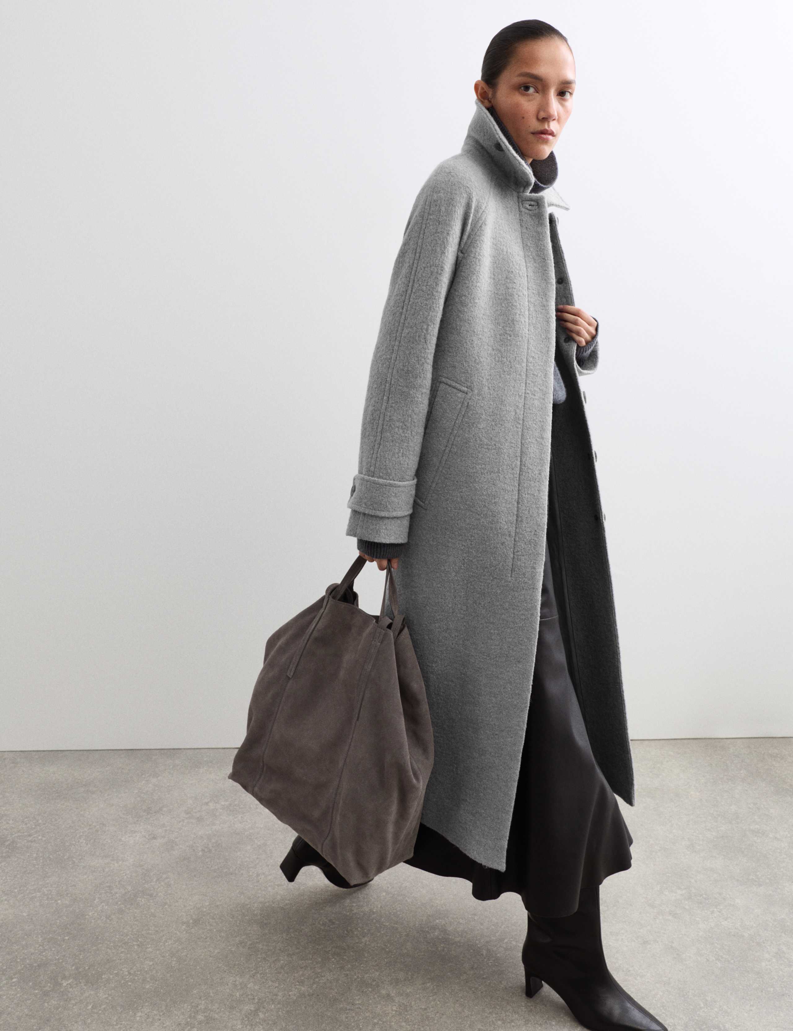 Wool Blend Belted Longline Tailored Coat 6 of 8