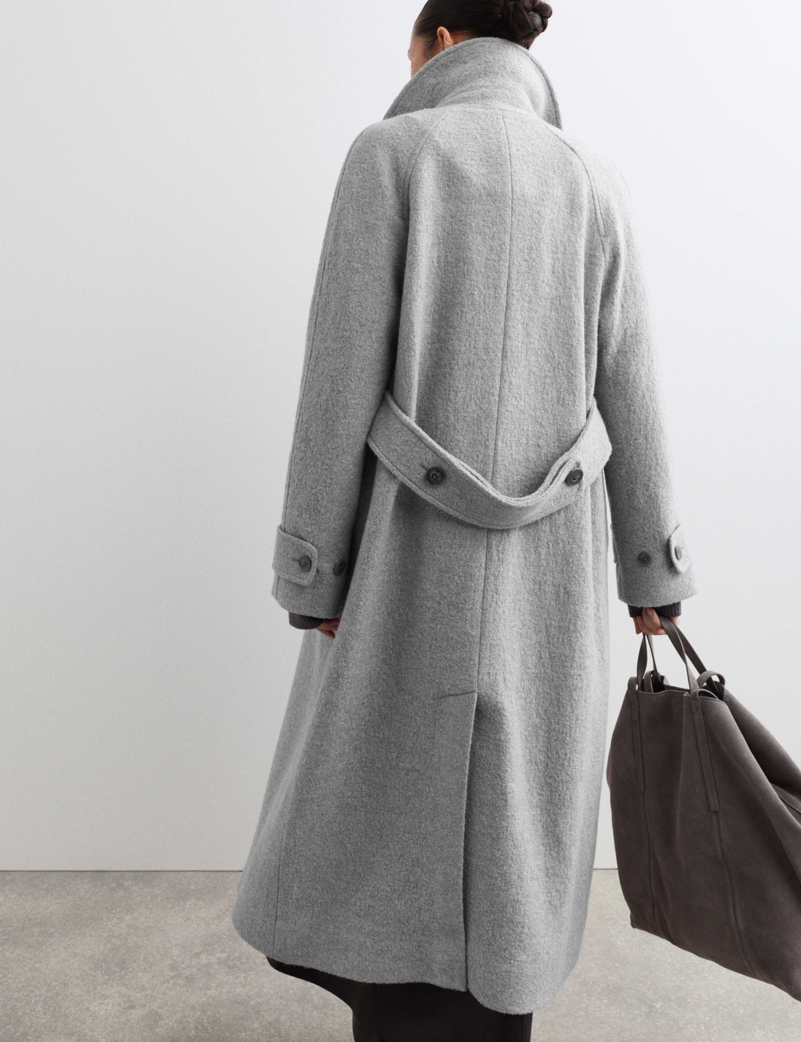 Wool Blend Belted Longline Tailored Coat 7 of 8