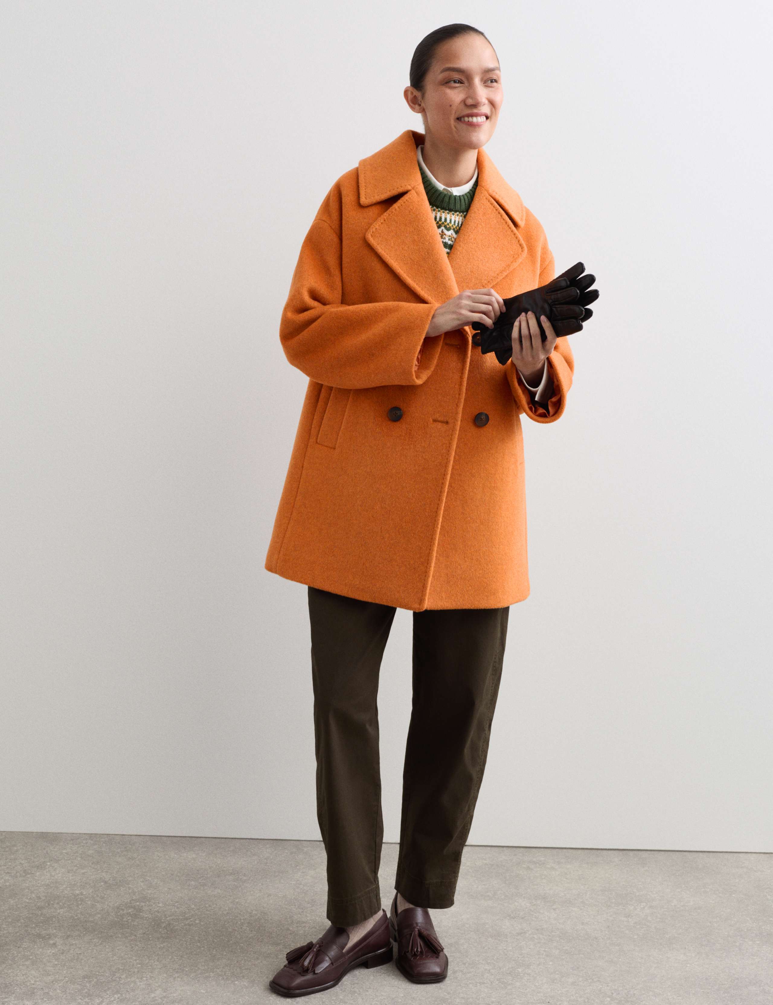 Pure Wool Relaxed Double Breasted Short Cocoon Coat 1 of 7