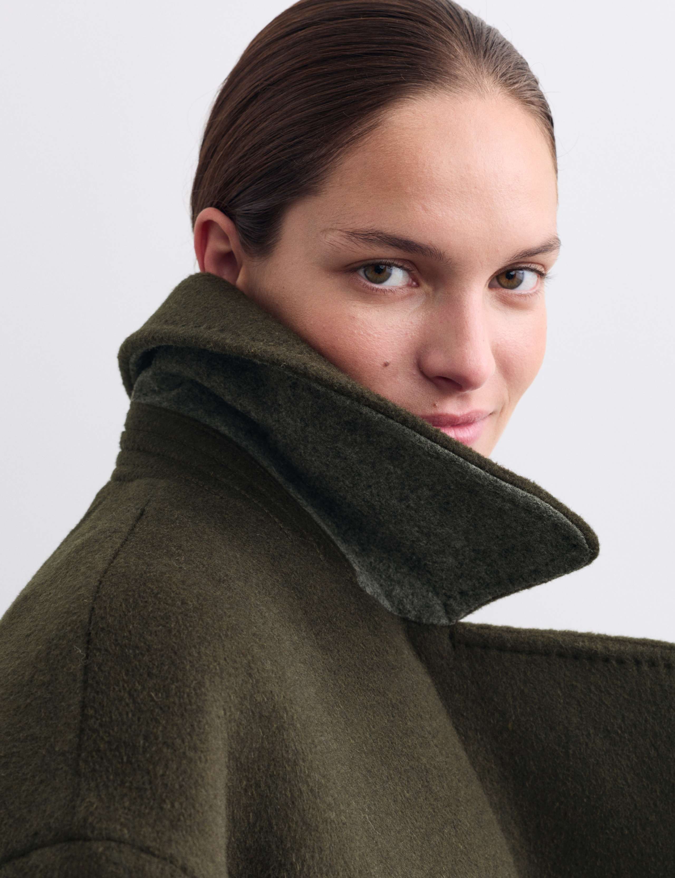 Pure Wool Relaxed Double Breasted Short Cocoon Coat 1 of 8