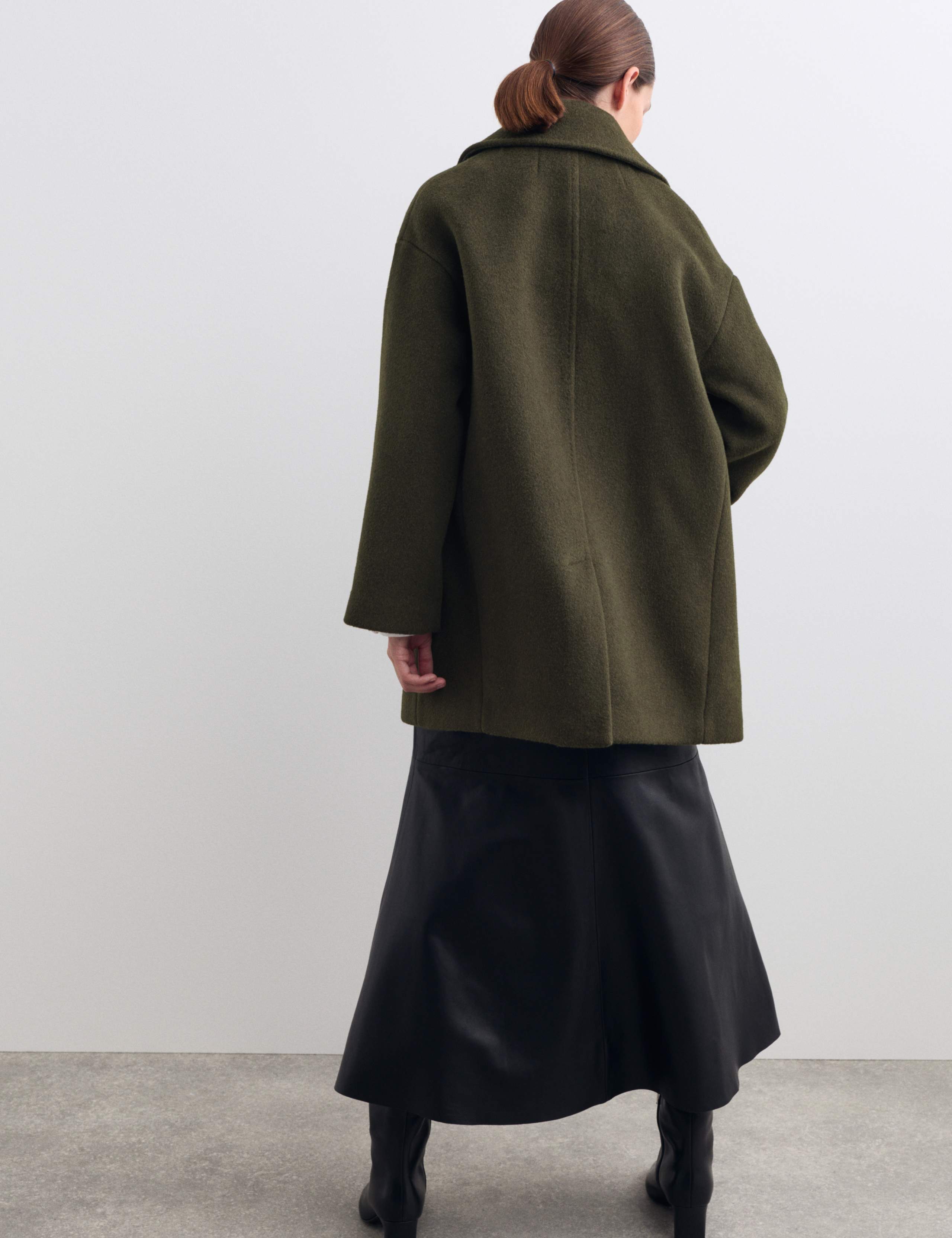 Pure Wool Double Breasted Short Cocoon Coat 7 of 8