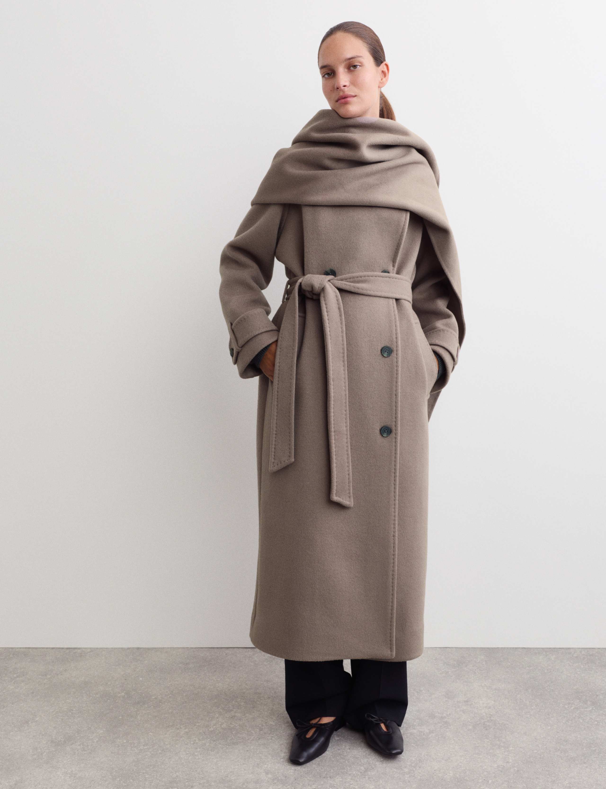Pure Wool Detachable Scarf Coat 3 of 10