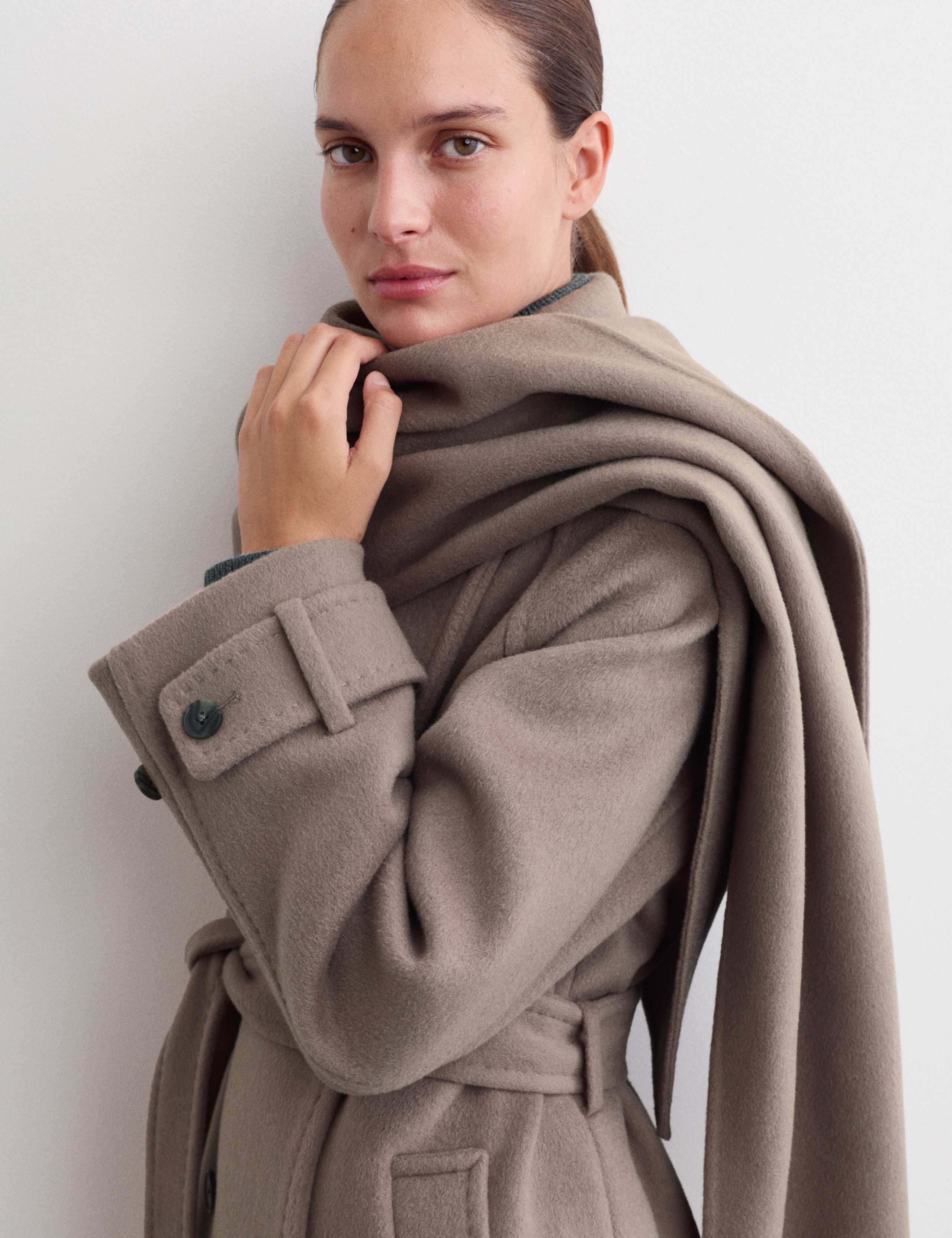 Pure Wool Detachable Scarf Coat 5 of 10