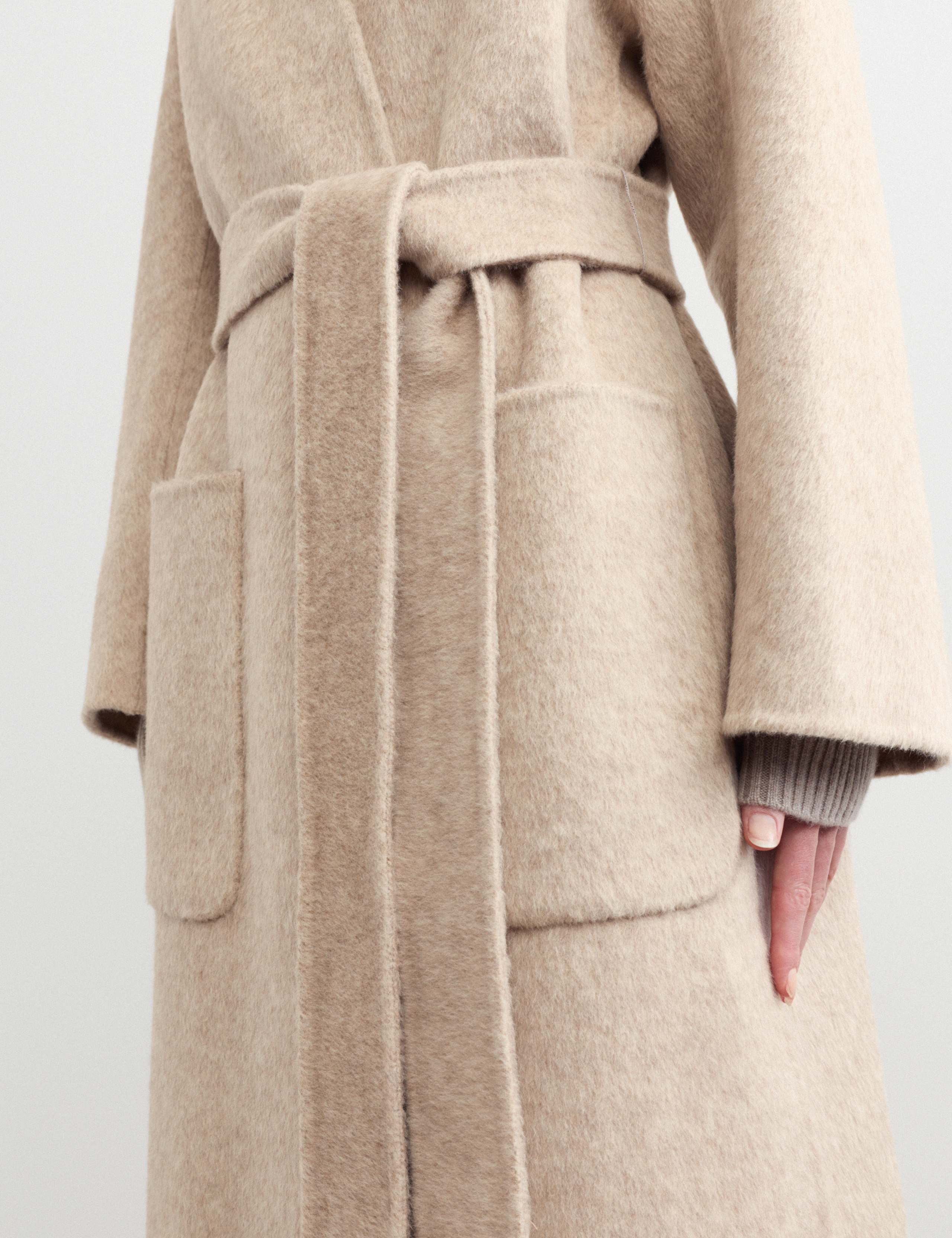 Wool With Cashmere Collarless Longline Coat 3 of 8