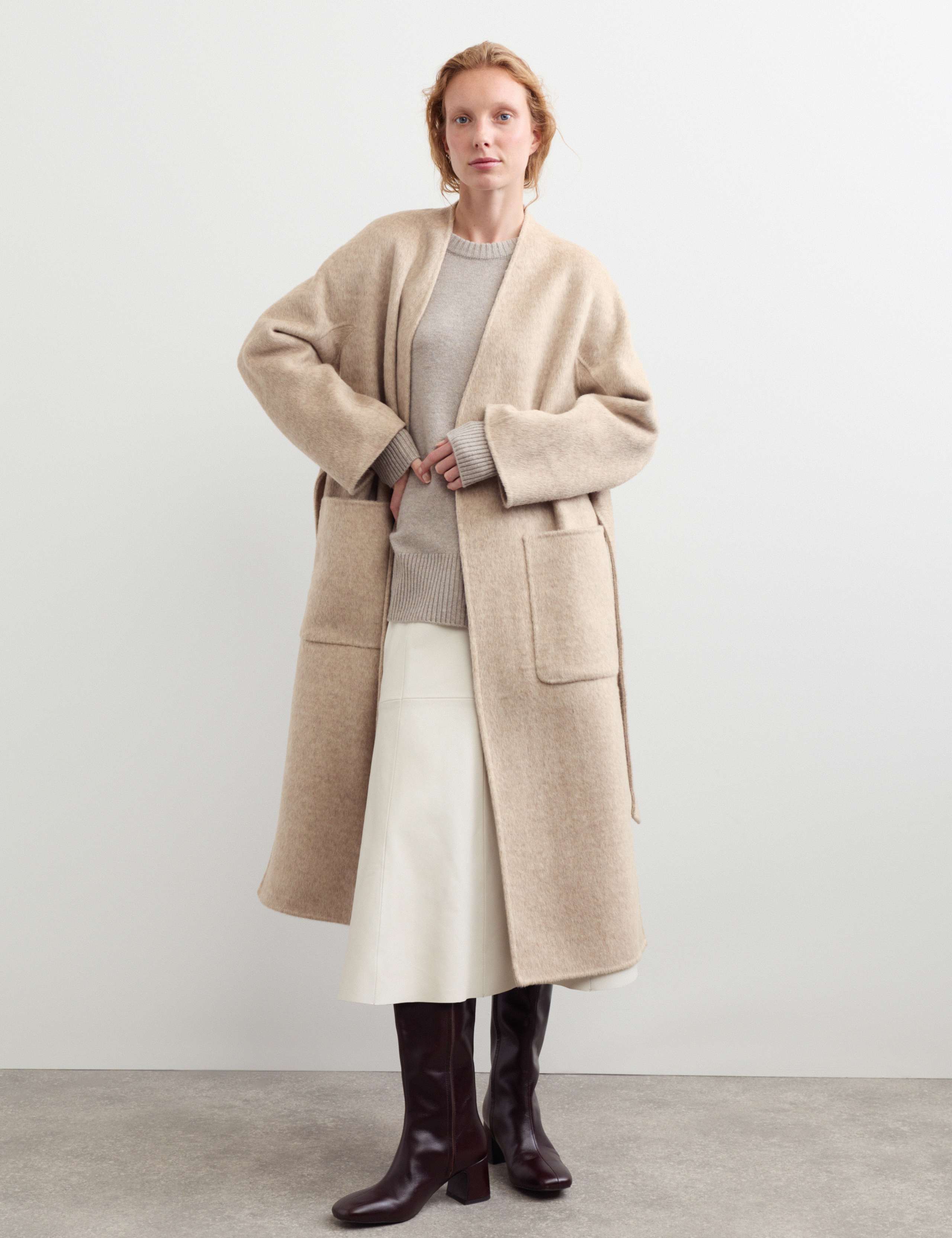 Wool With Cashmere Collarless Longline Coat 6 of 8
