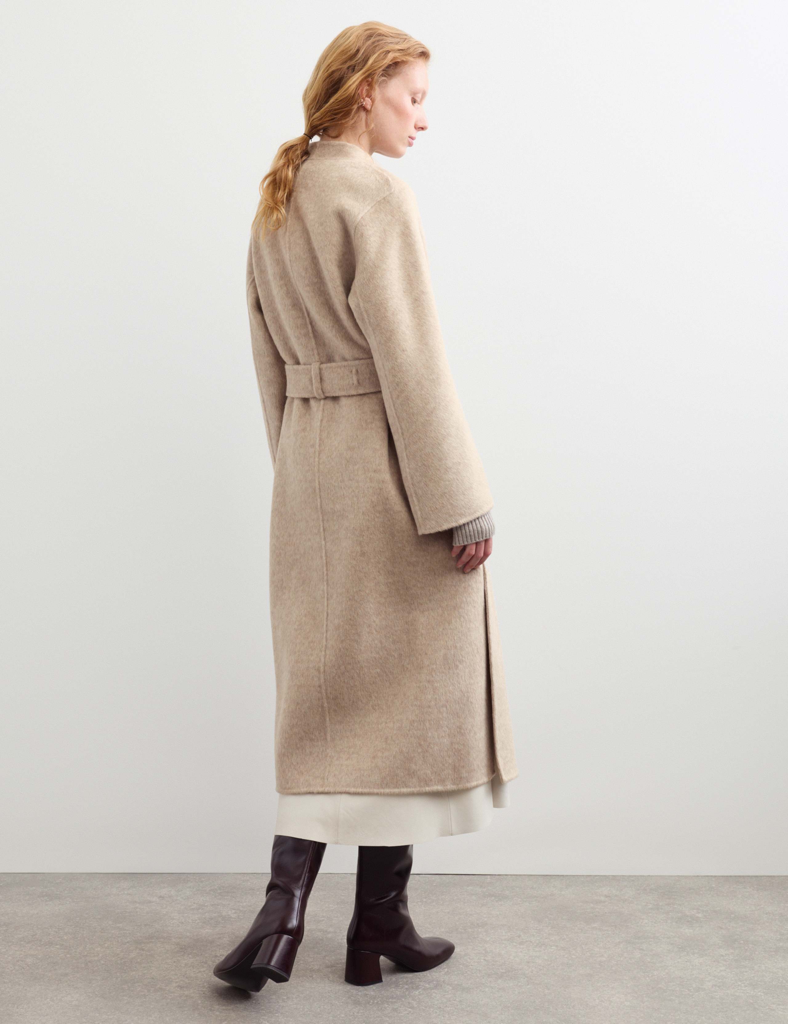 Wool With Cashmere Collarless Longline Coat 7 of 8