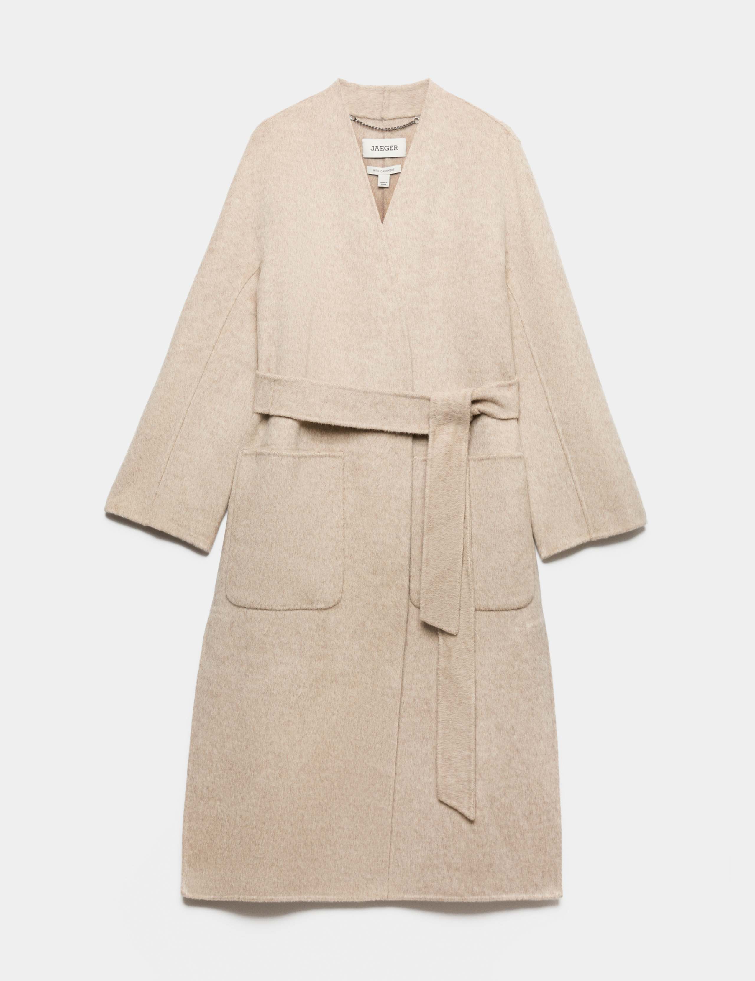 Wool With Cashmere Collarless Longline Coat 2 of 8