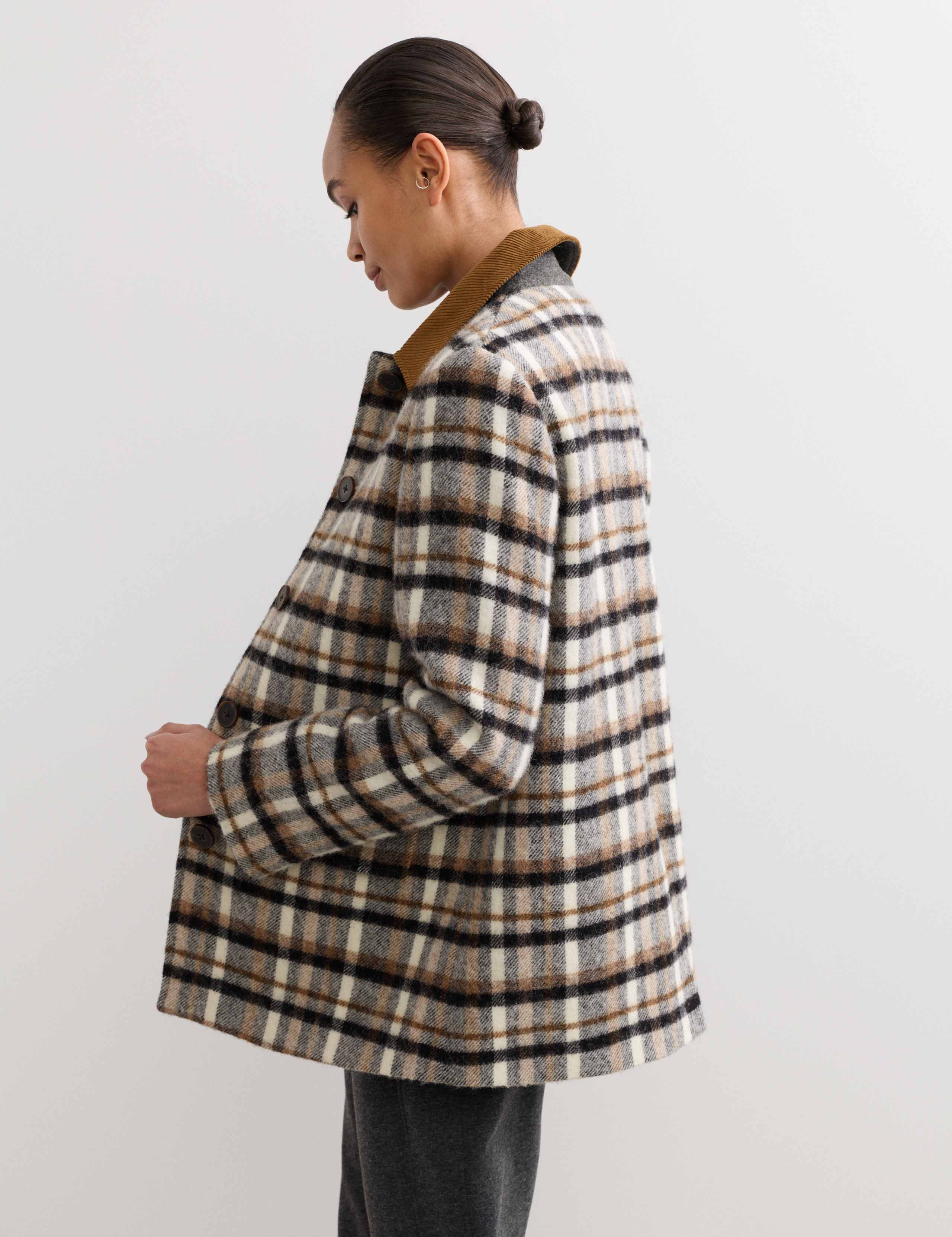Pure Wool Checked Cord Collar Short Jacket 5 of 7