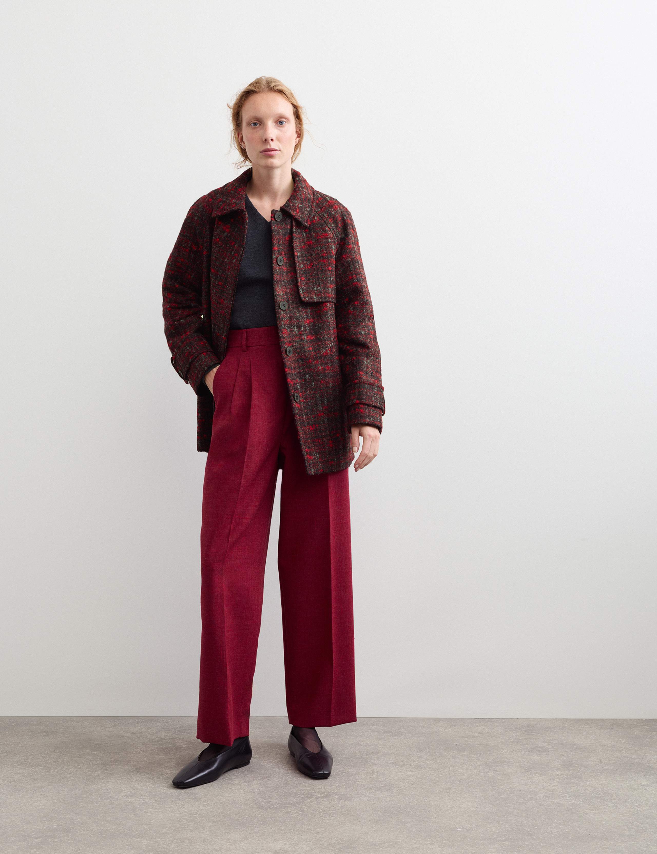 Wool Rich Textured Short Tailored Coat 1 of 8
