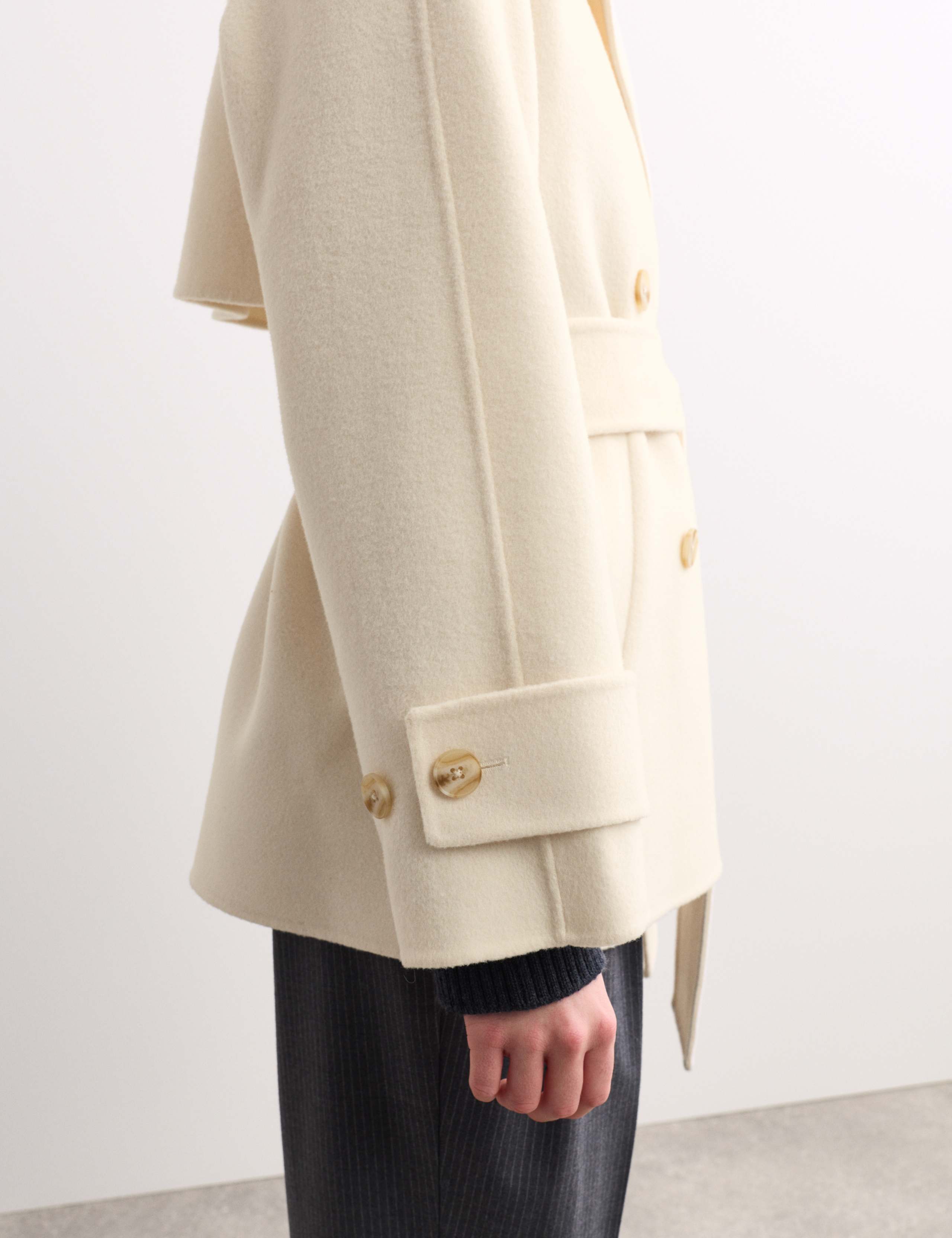 Pure Wool Belted Short Trench Coat 4 of 7