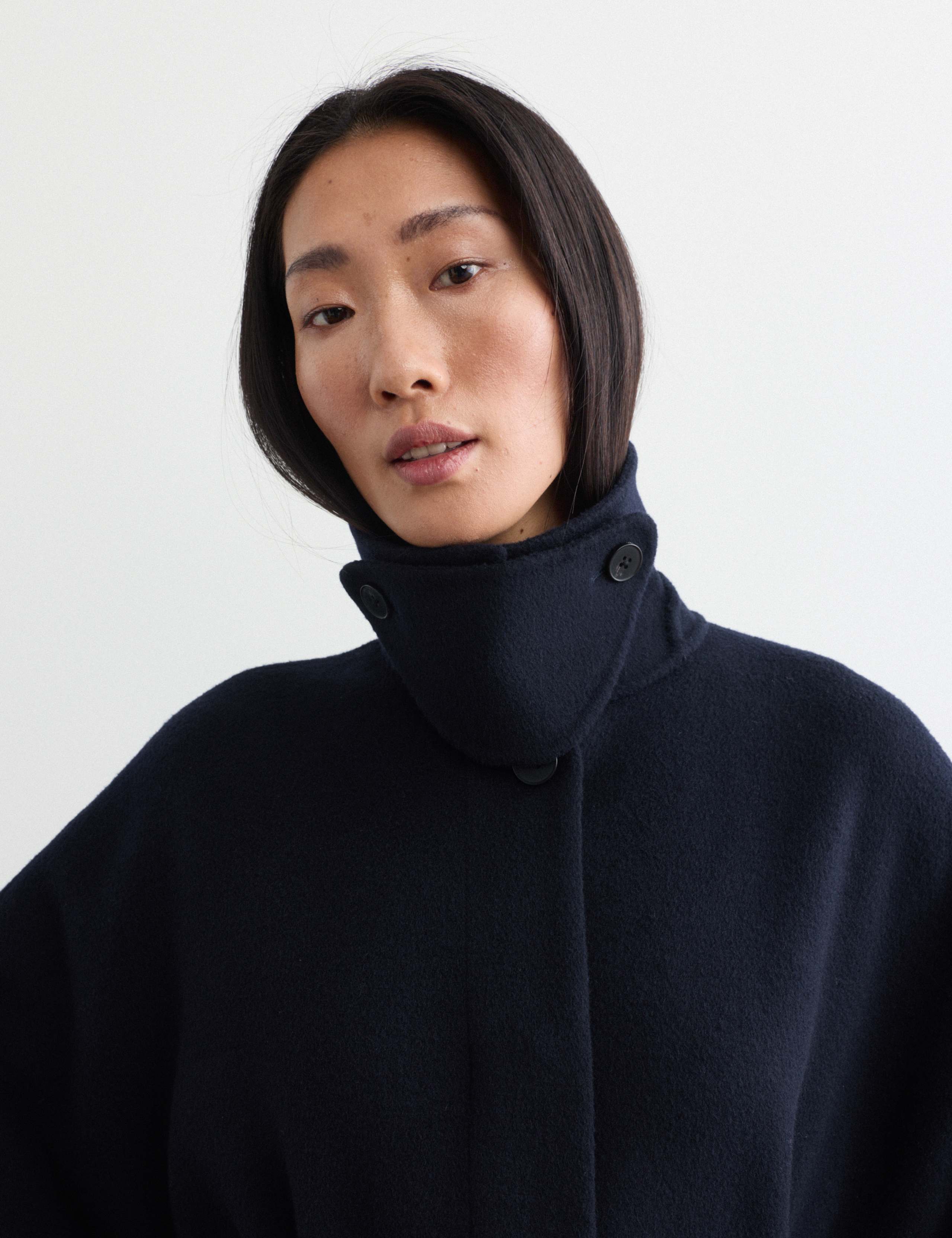 Pure Wool Oversized Wrap Coat with Leather Trim 3 of 8