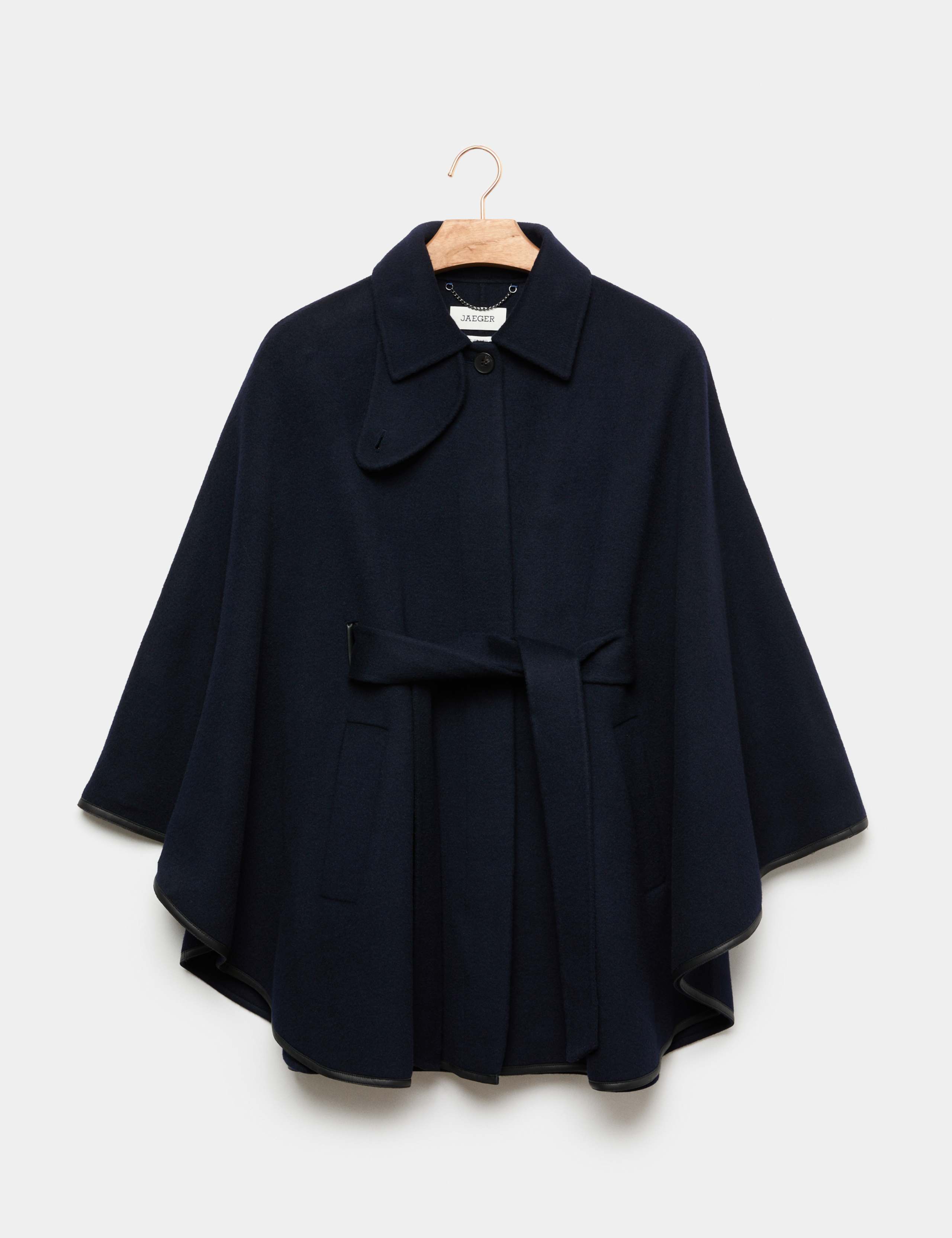 Pure Wool Oversized Wrap Coat with Leather Trim 2 of 8