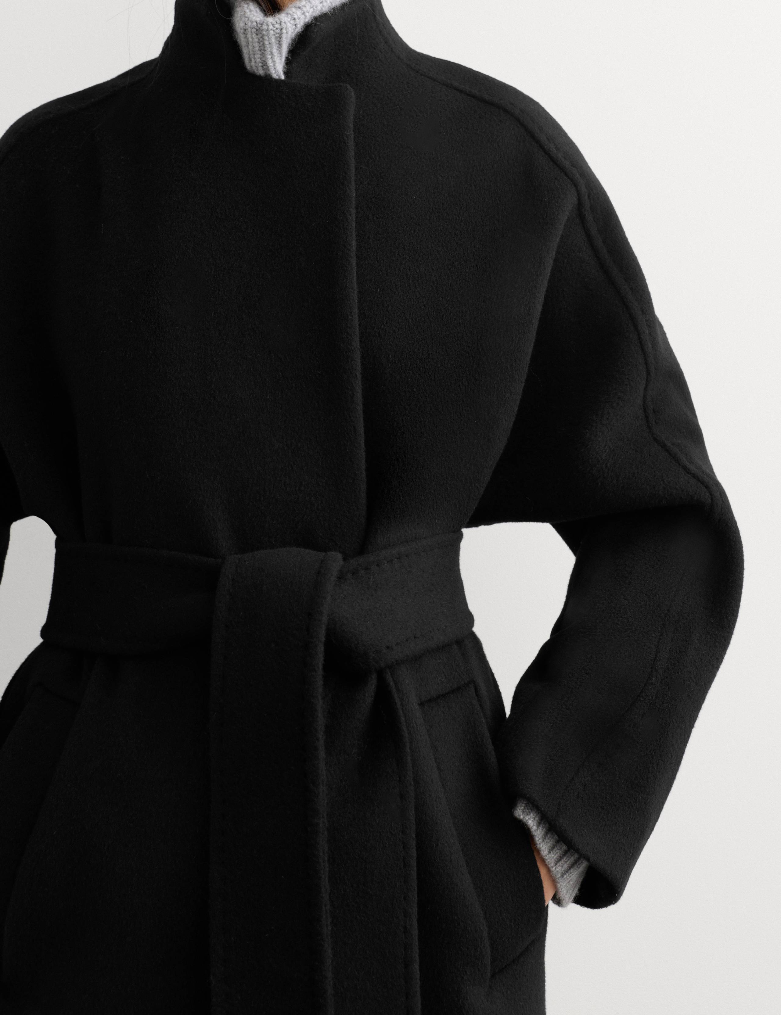 Pure Wool Funnel Neck Longline Wrap Coat 4 of 9