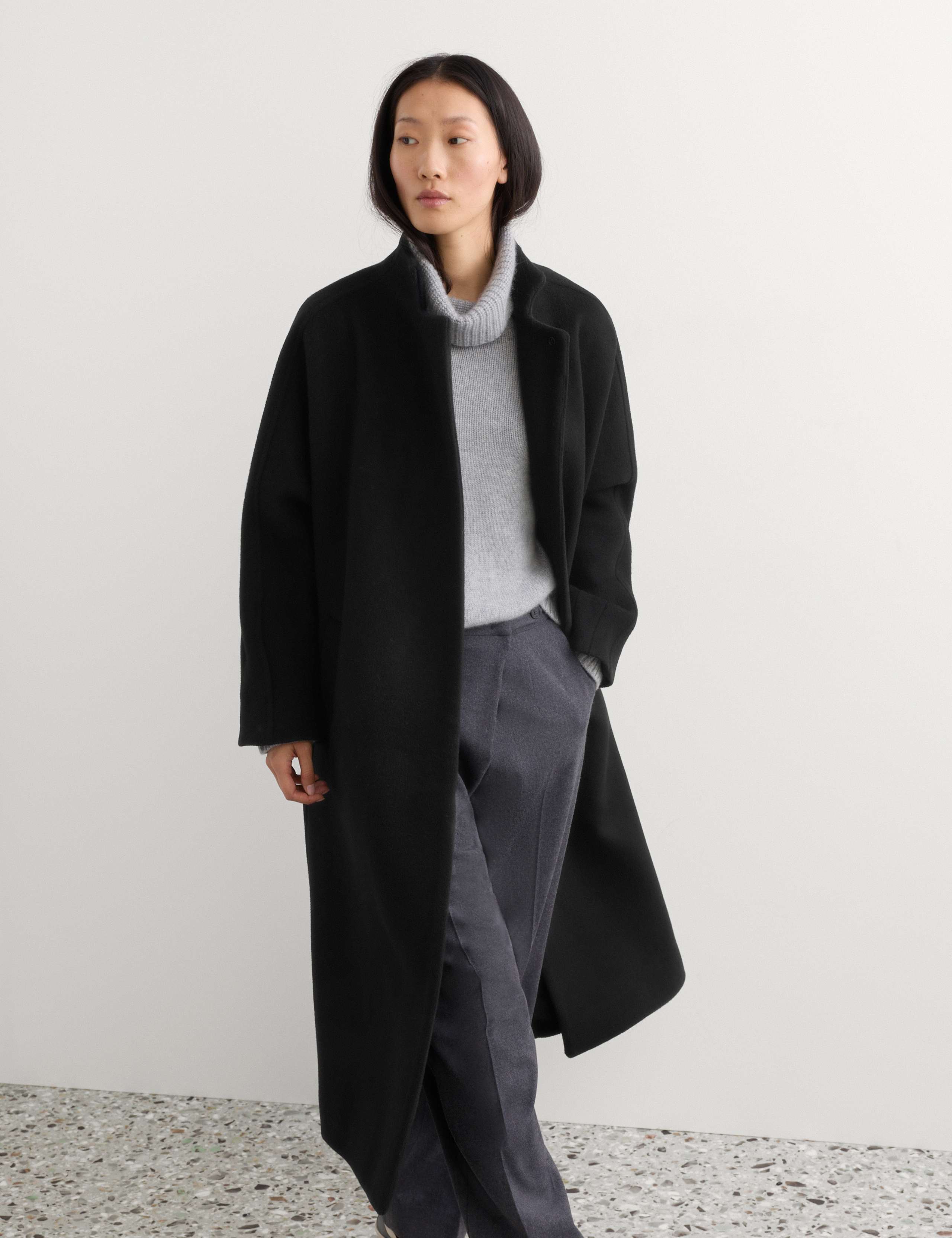 Pure Wool Funnel Neck Longline Wrap Coat 8 of 9