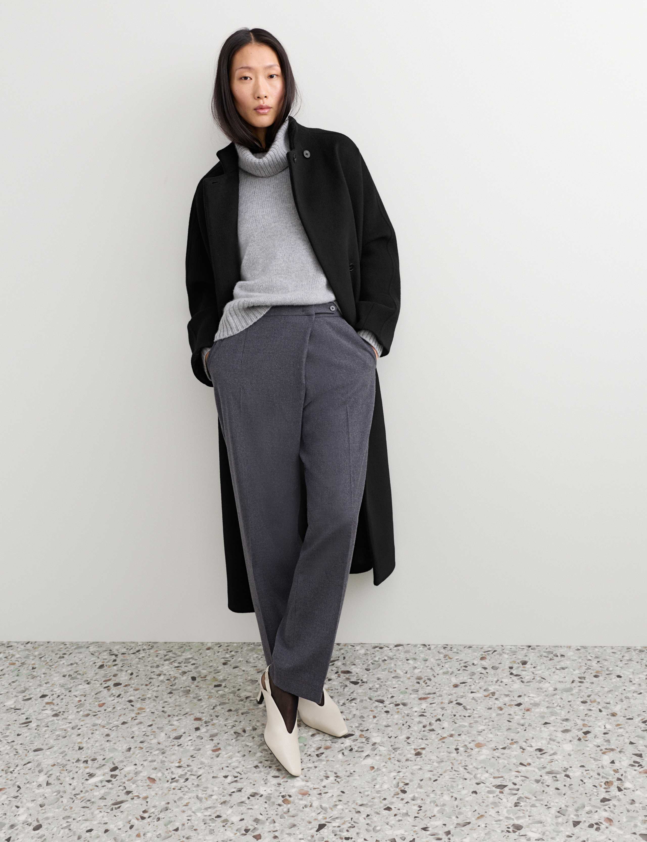 Pure Wool Funnel Neck Longline Wrap Coat 9 of 9