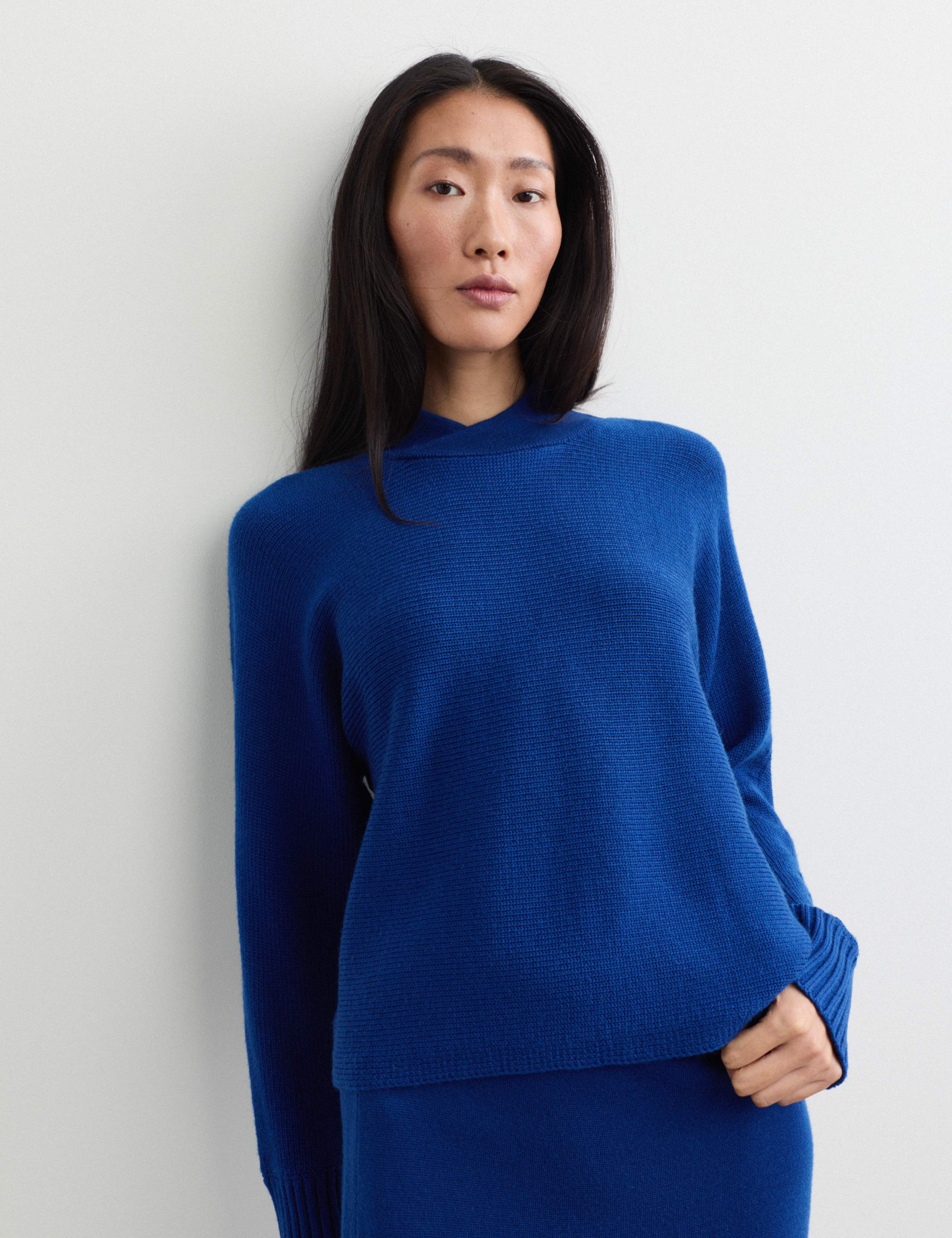 Pure Merino Wool Funnel Neck Batwing Sleeve Jumper 5 of 7