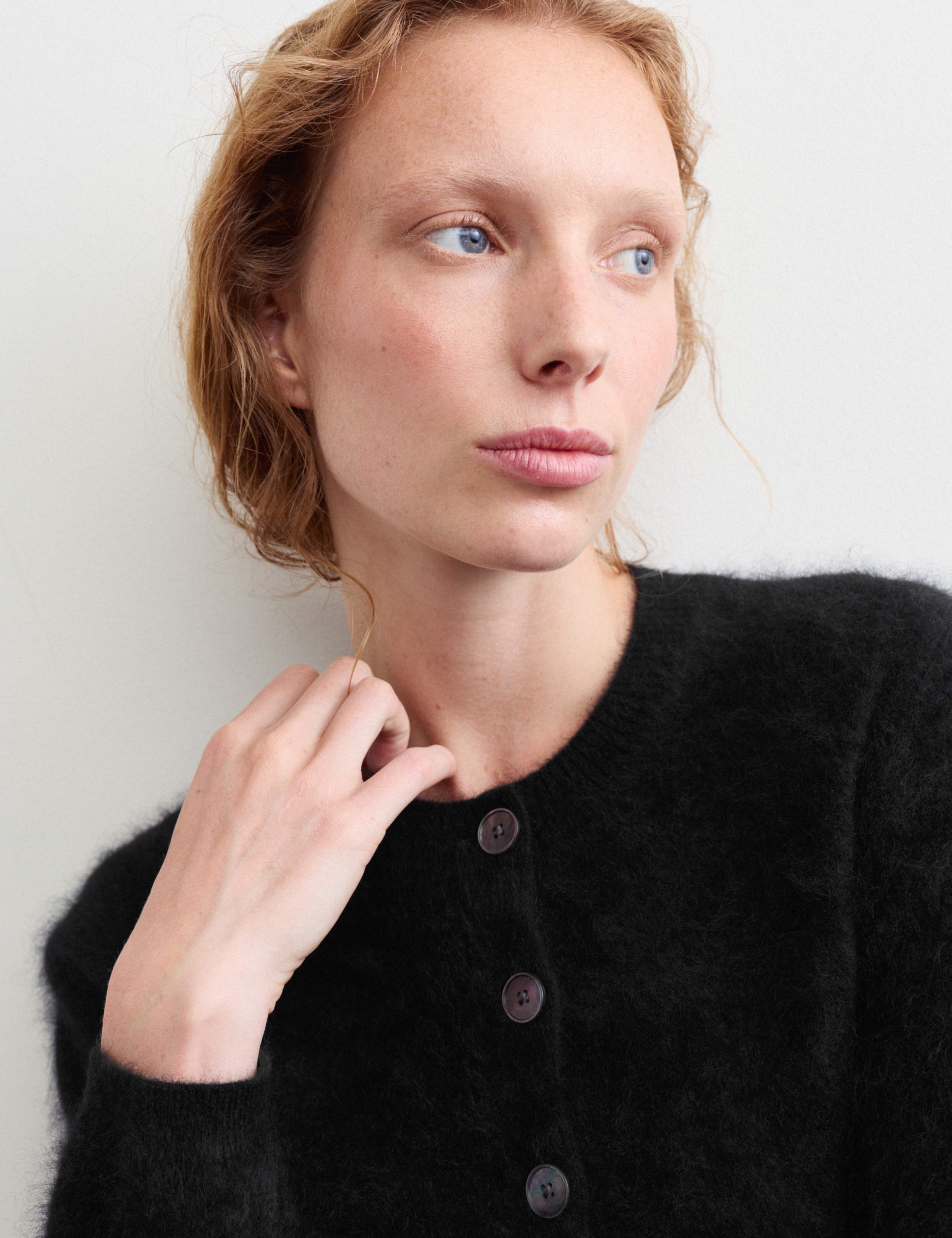 Pure Cashmere Ribbed Crew Neck Cardigan 3 of 6