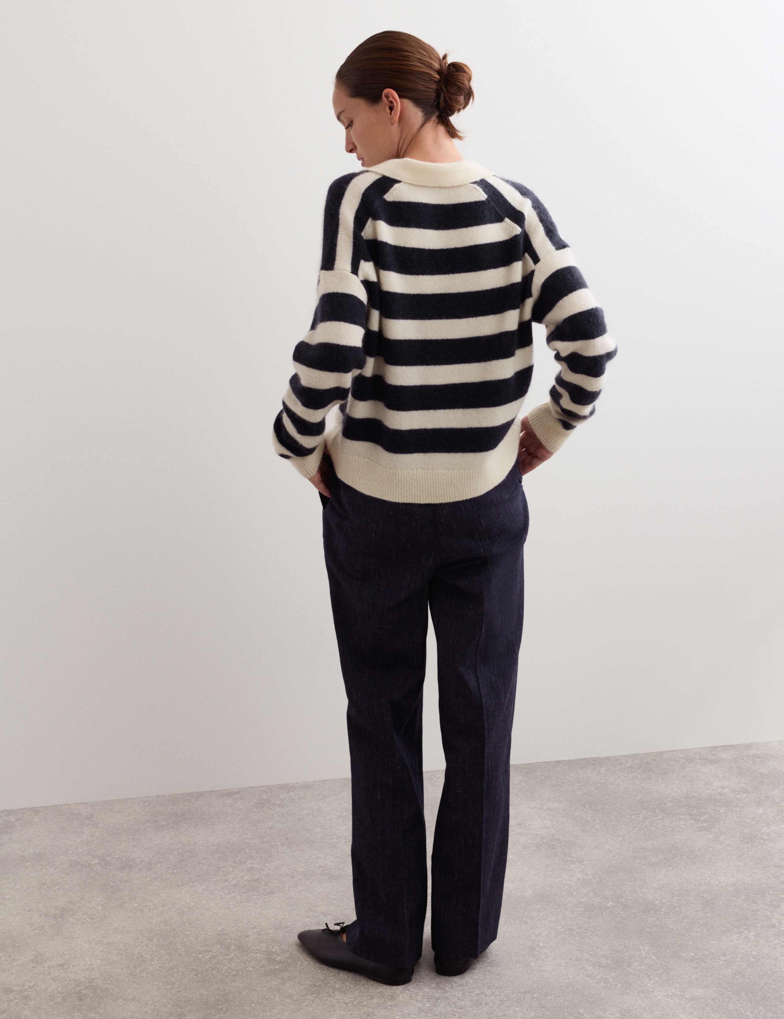 Mohair Blend Polo Collar Stripe Jumper 6 of 7