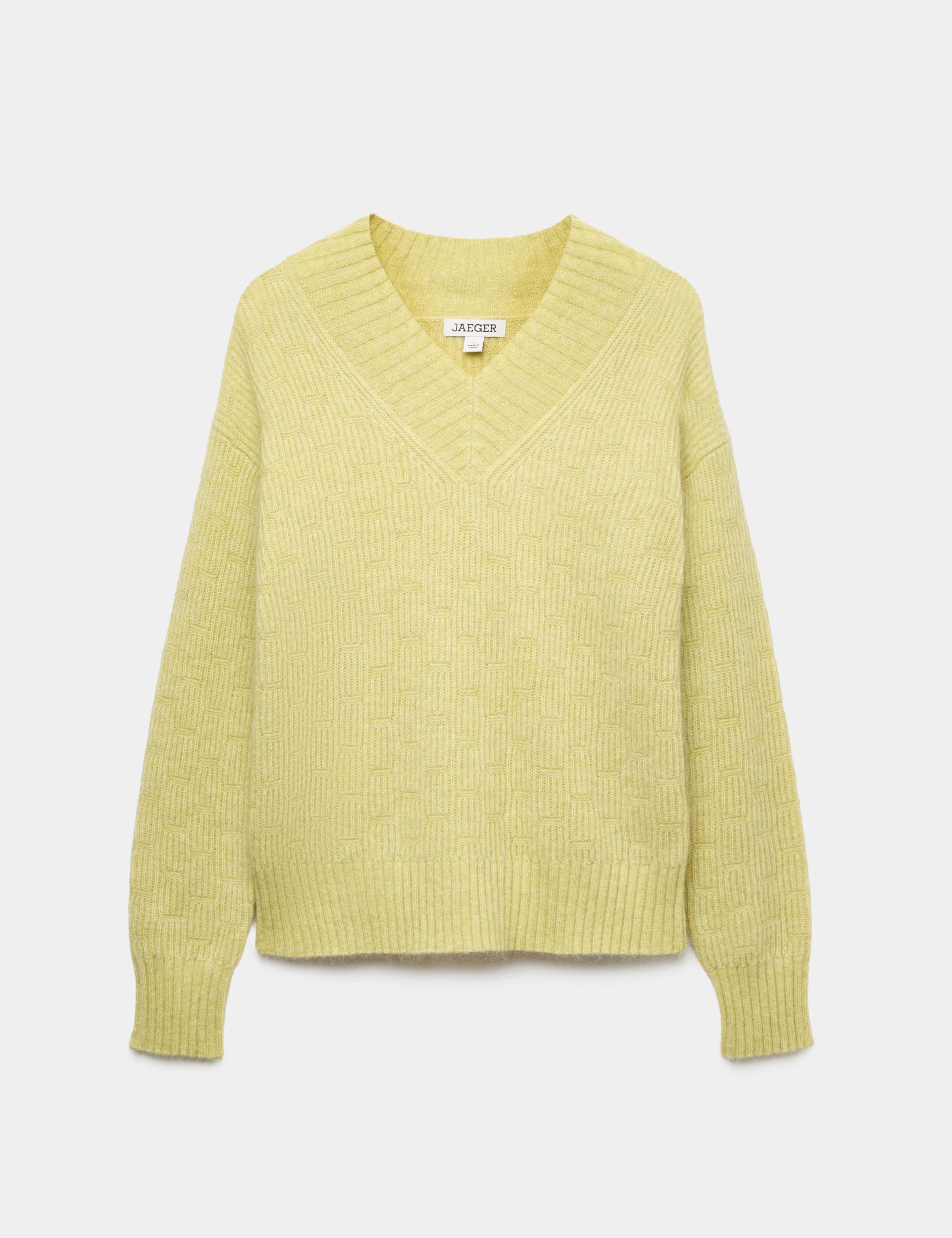 Mohair and Wool Blend V-Neck Textured Jumper 1 of 1