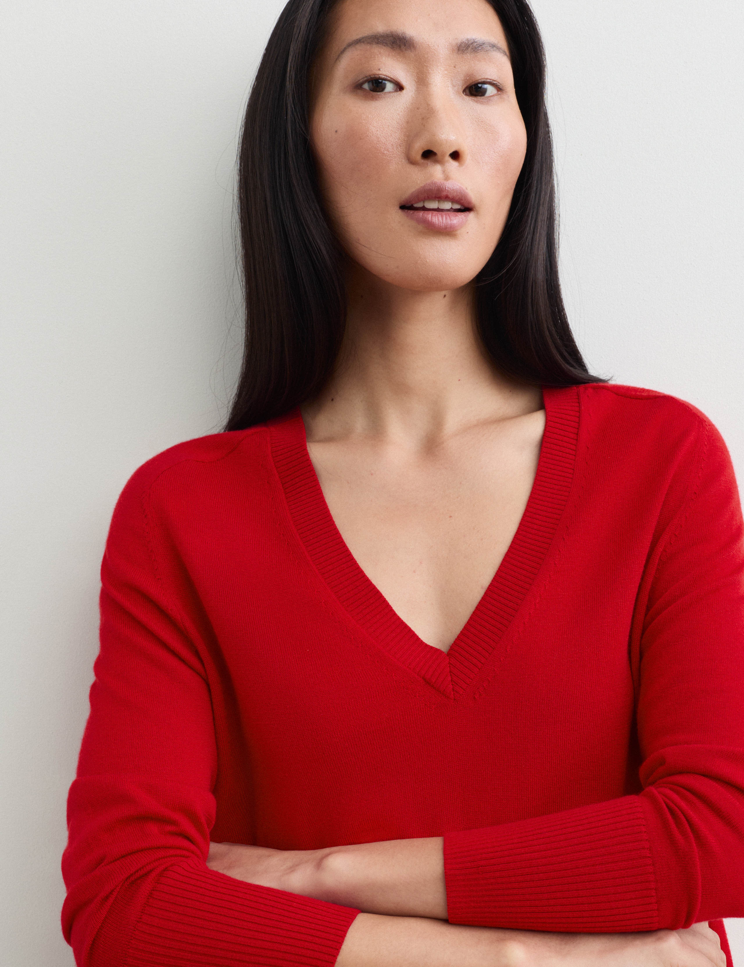 Merino Wool with Silk V-Neck Jumper 3 of 6